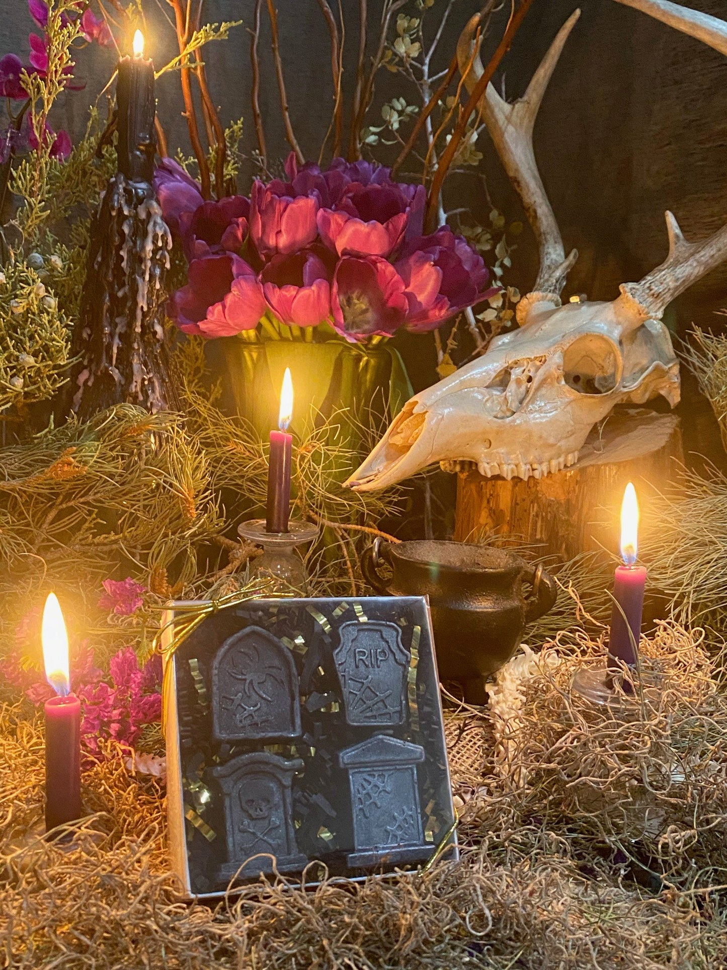 Four Tombstone Candles + Gift Box