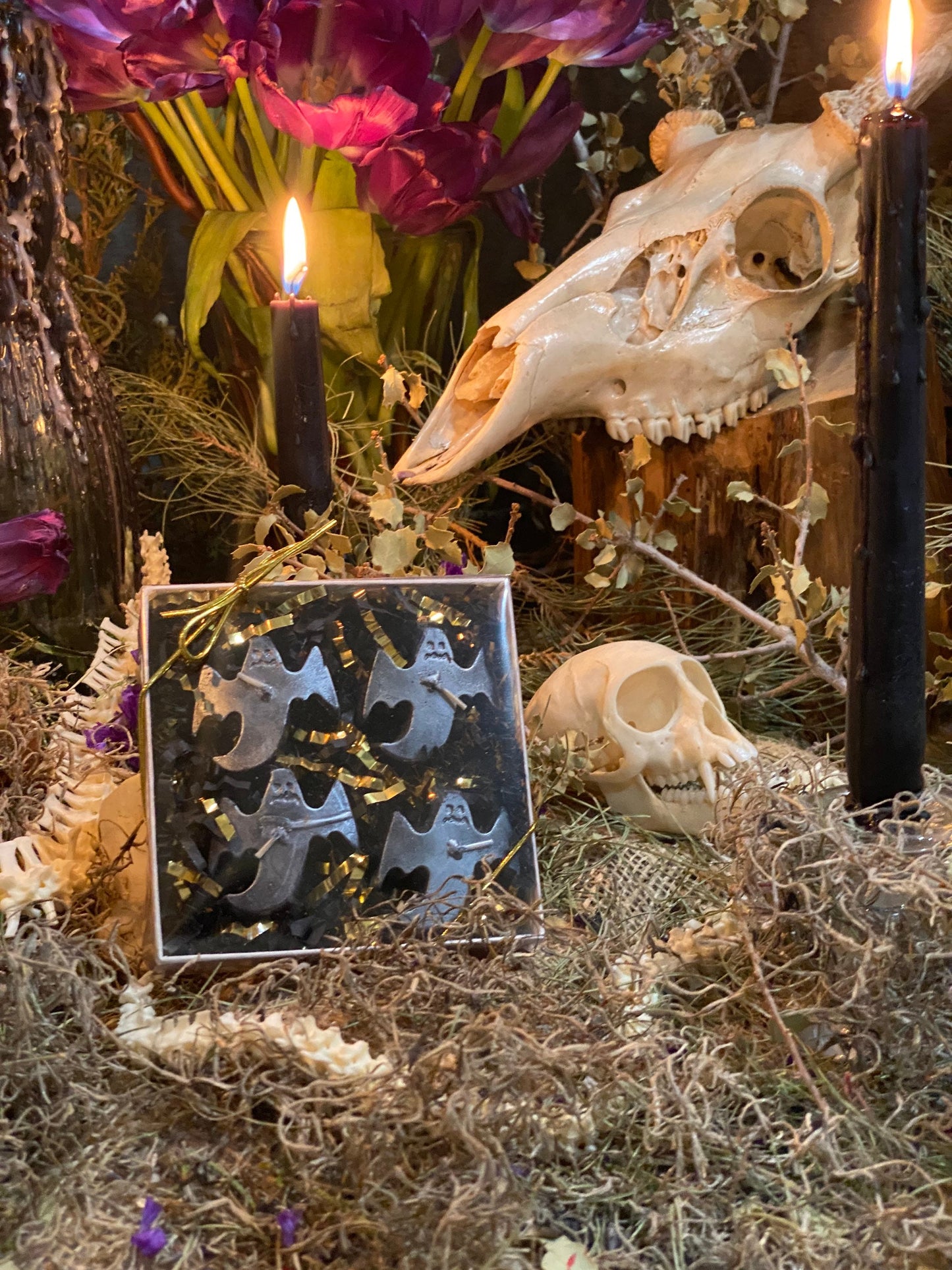 Ghost Tealight Candles + Gift Box + Haint + Spook + Samhain + Halloween