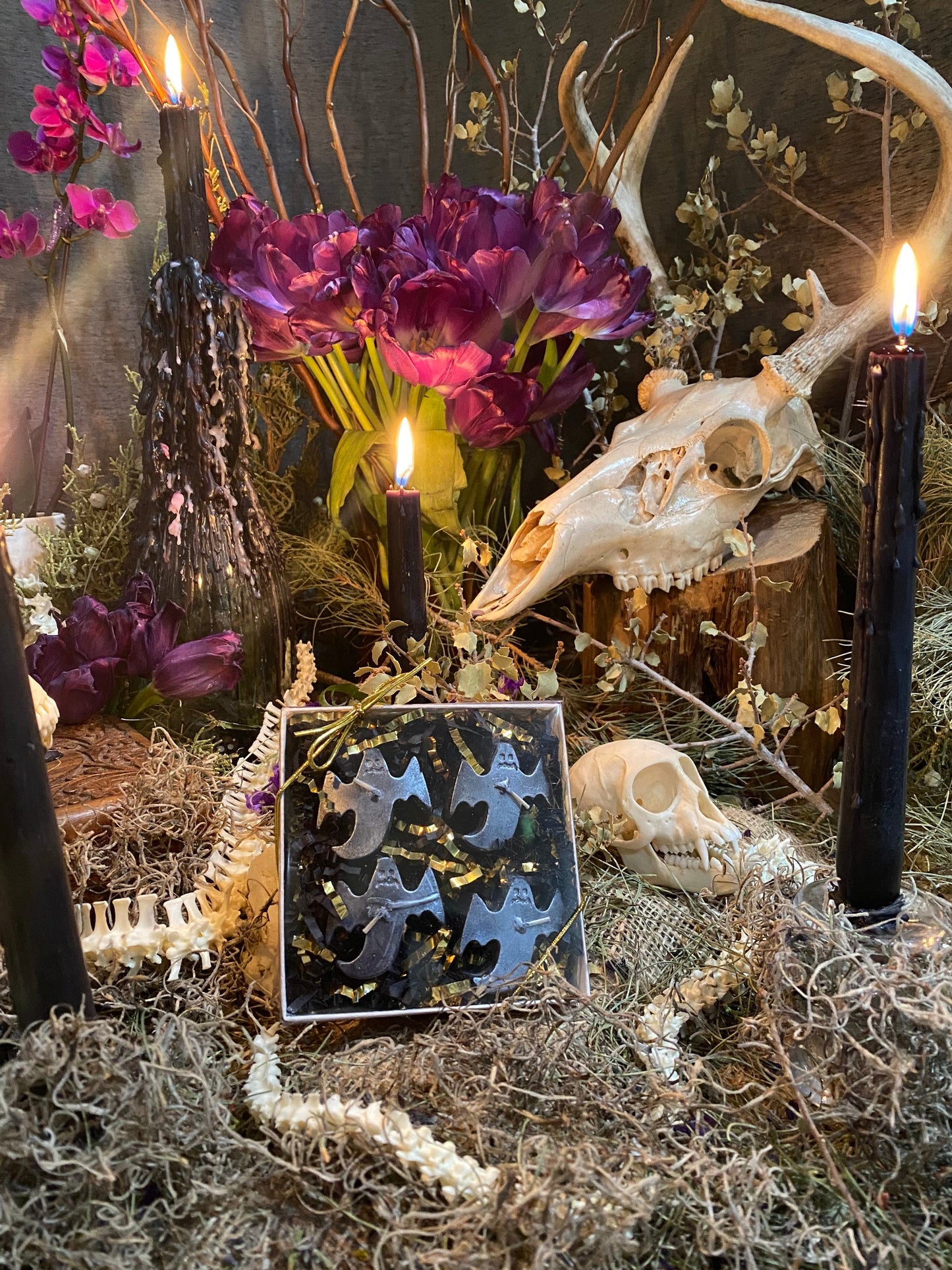 Ghost Tealight Candles + Gift Box + Haint + Spook + Samhain + Halloween