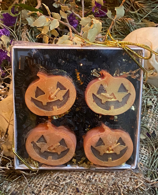 Jack O’Lantern Tealight Candles + Gift Box + Protection + Samhain + Halloween