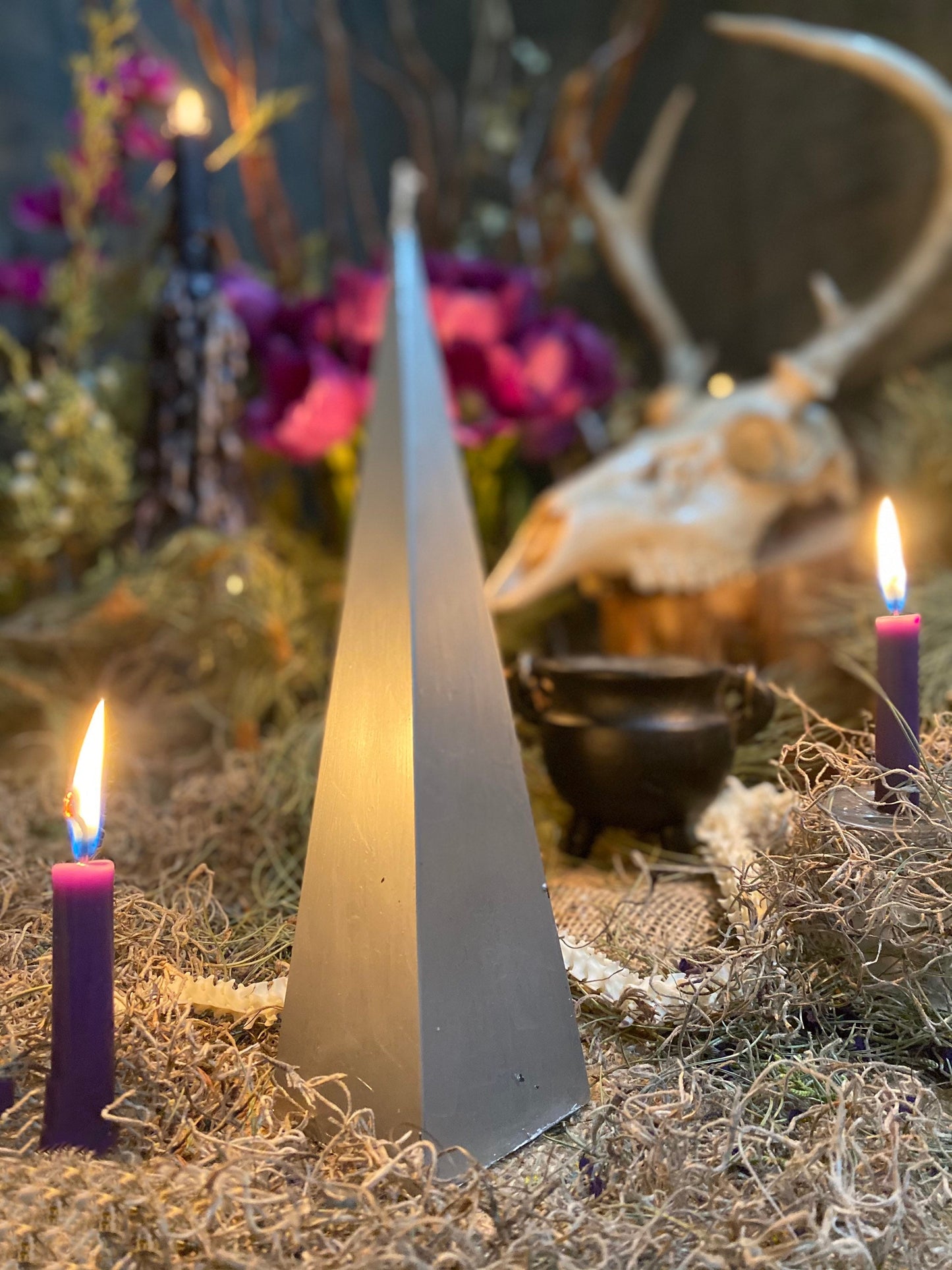 Metallic Pyramid Figure Candle
