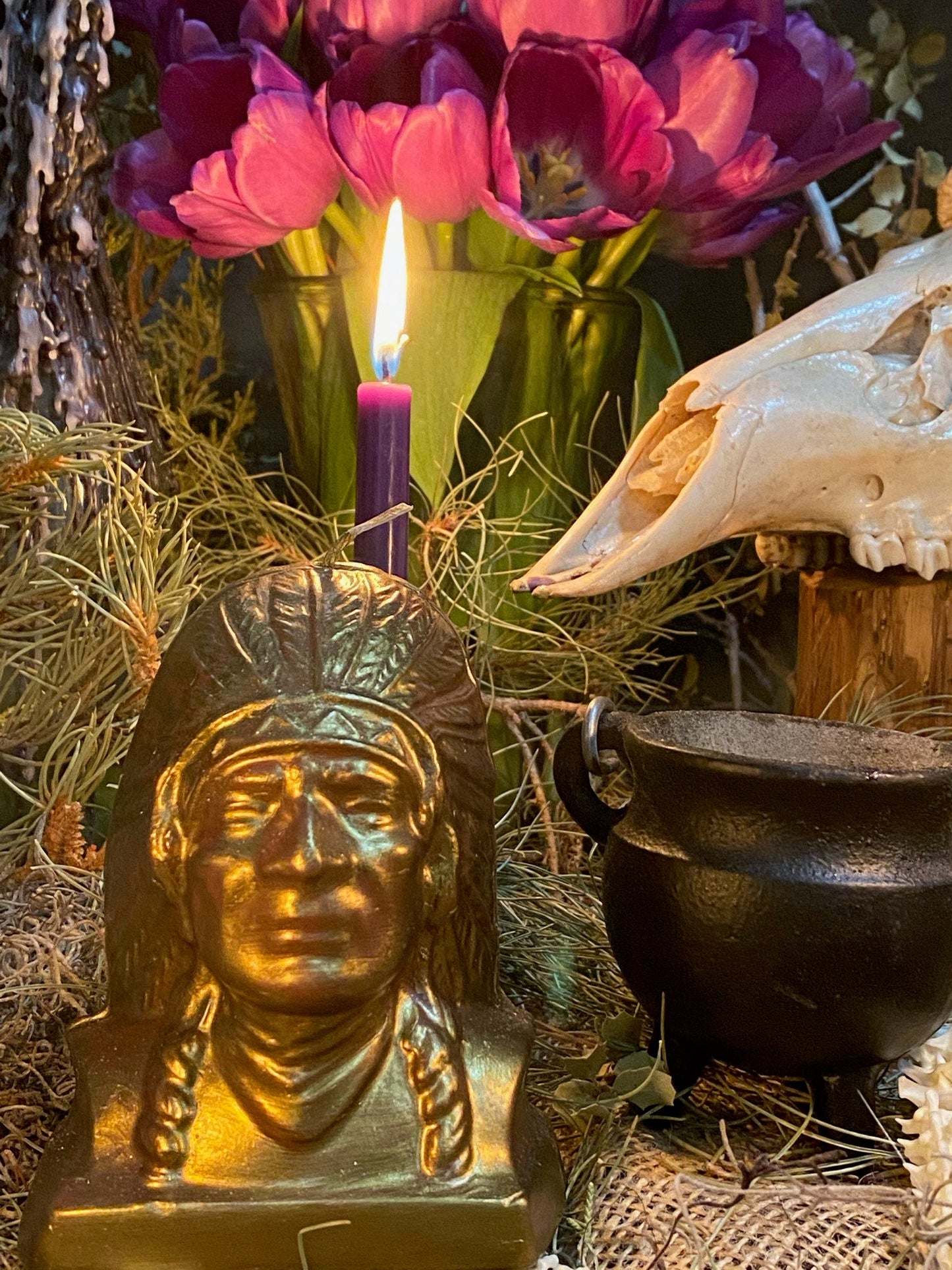Native American Chief Candle + Indigenous + Indio + Indian + Blackhawk + Guidance + Protection