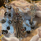 Santa Muerte Negra Evil Eye Rosary + Sterling Silver Plated Chain + Handcrafted + Rosario