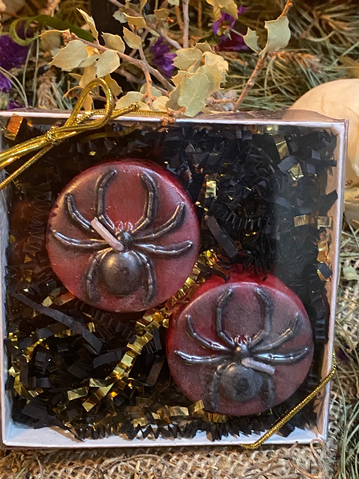 Spider Tealight Candles + Gift Box + Santa Muerte + Samhain + Halloween