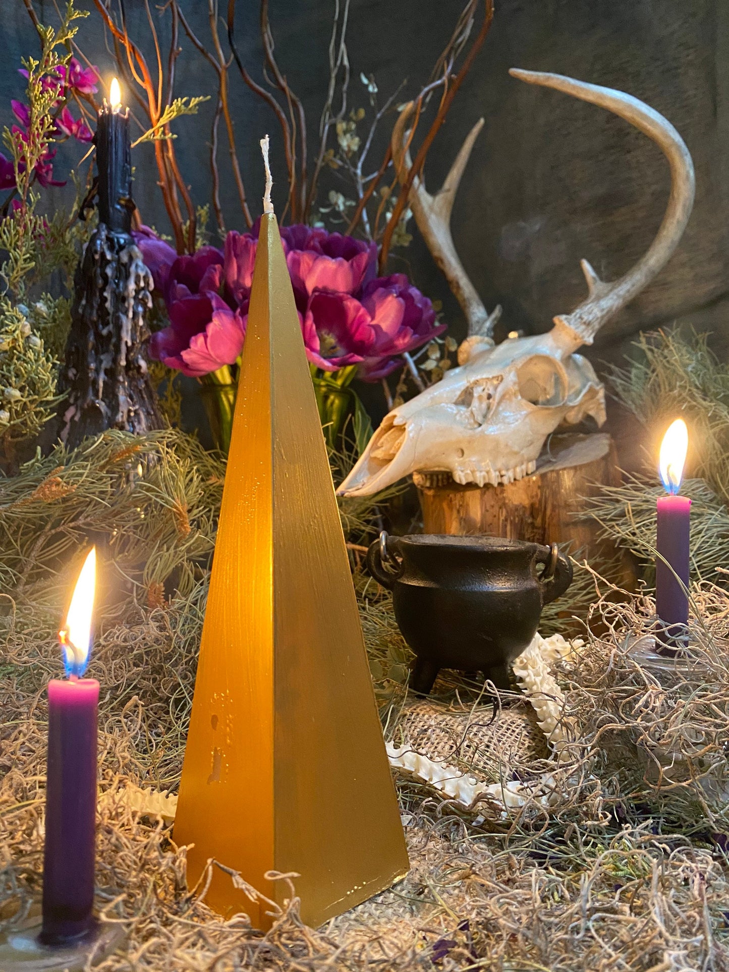 Metallic Pyramid Figure Candle