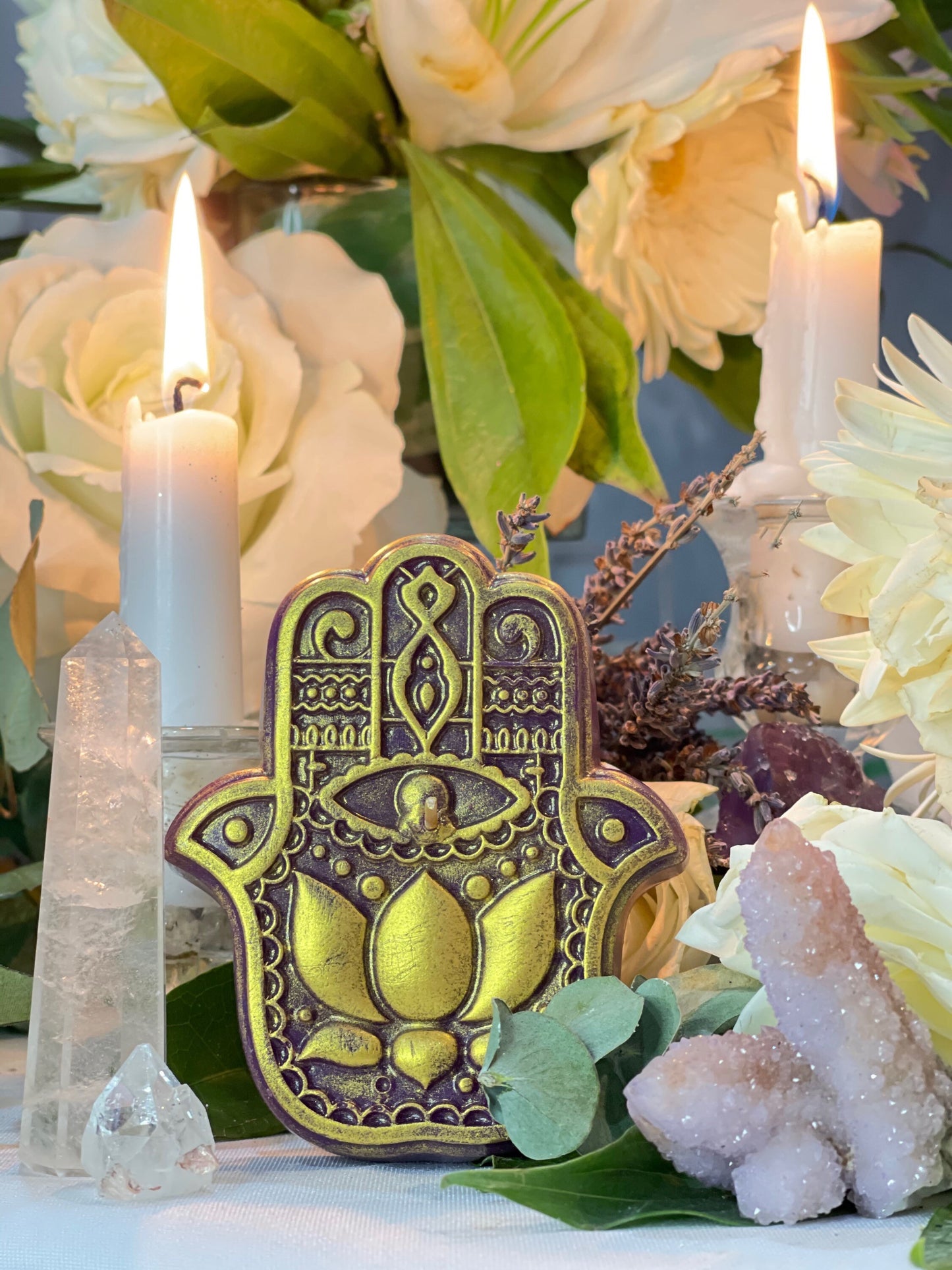 Hamsa Candle + Protection Against Evil Eye