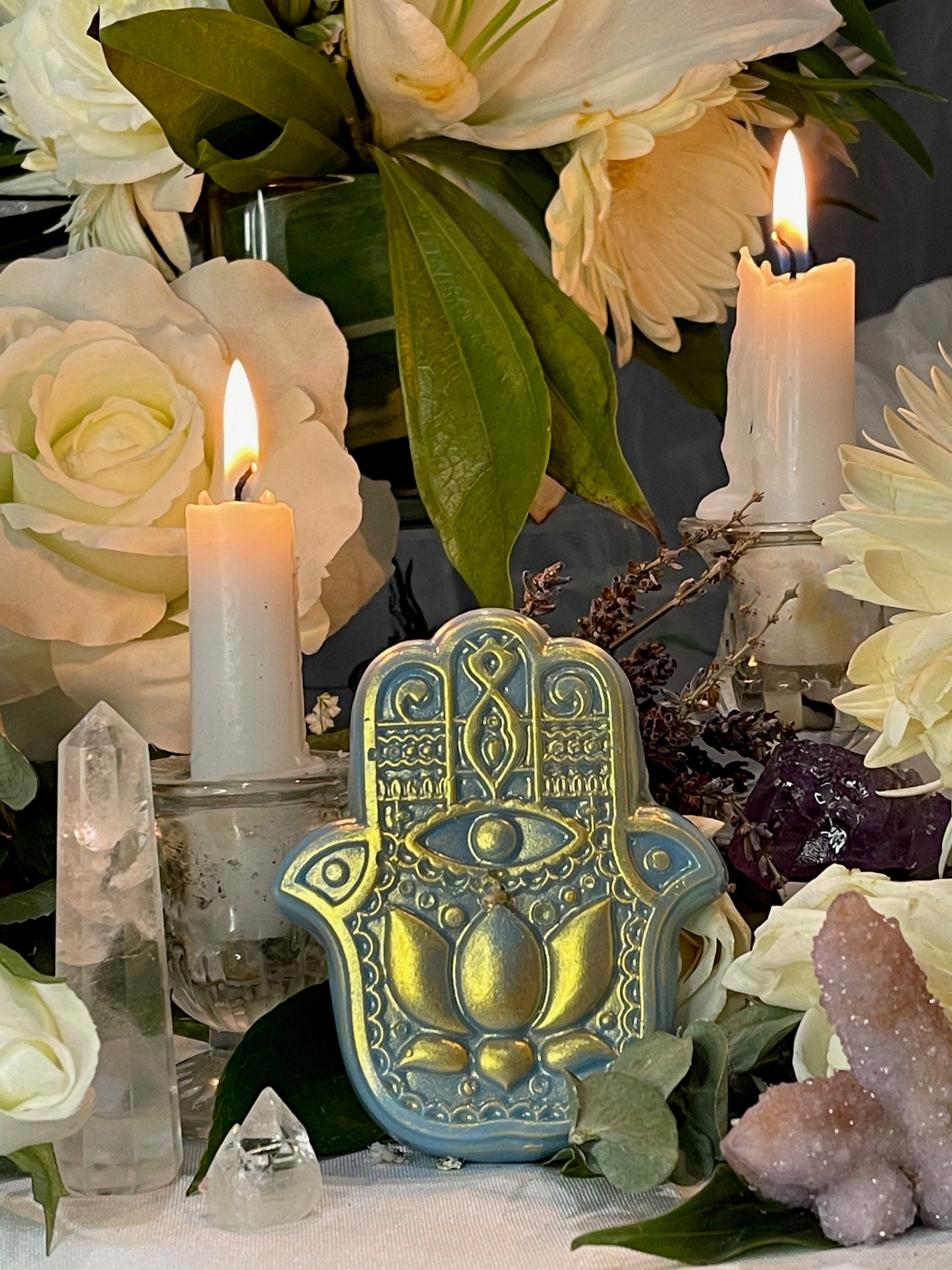 Hamsa Candle + Protection Against Evil Eye