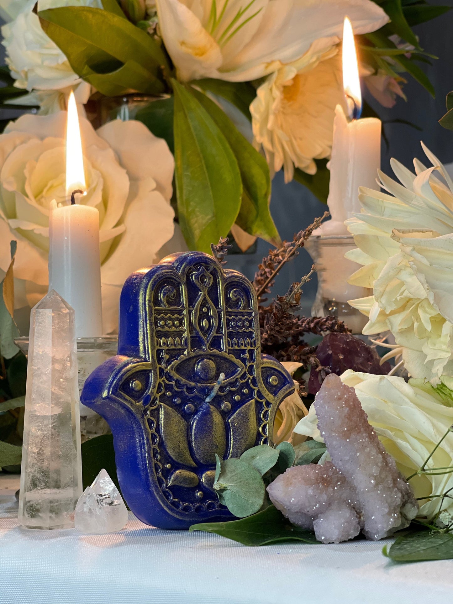Hamsa Candle + Protection Against Evil Eye