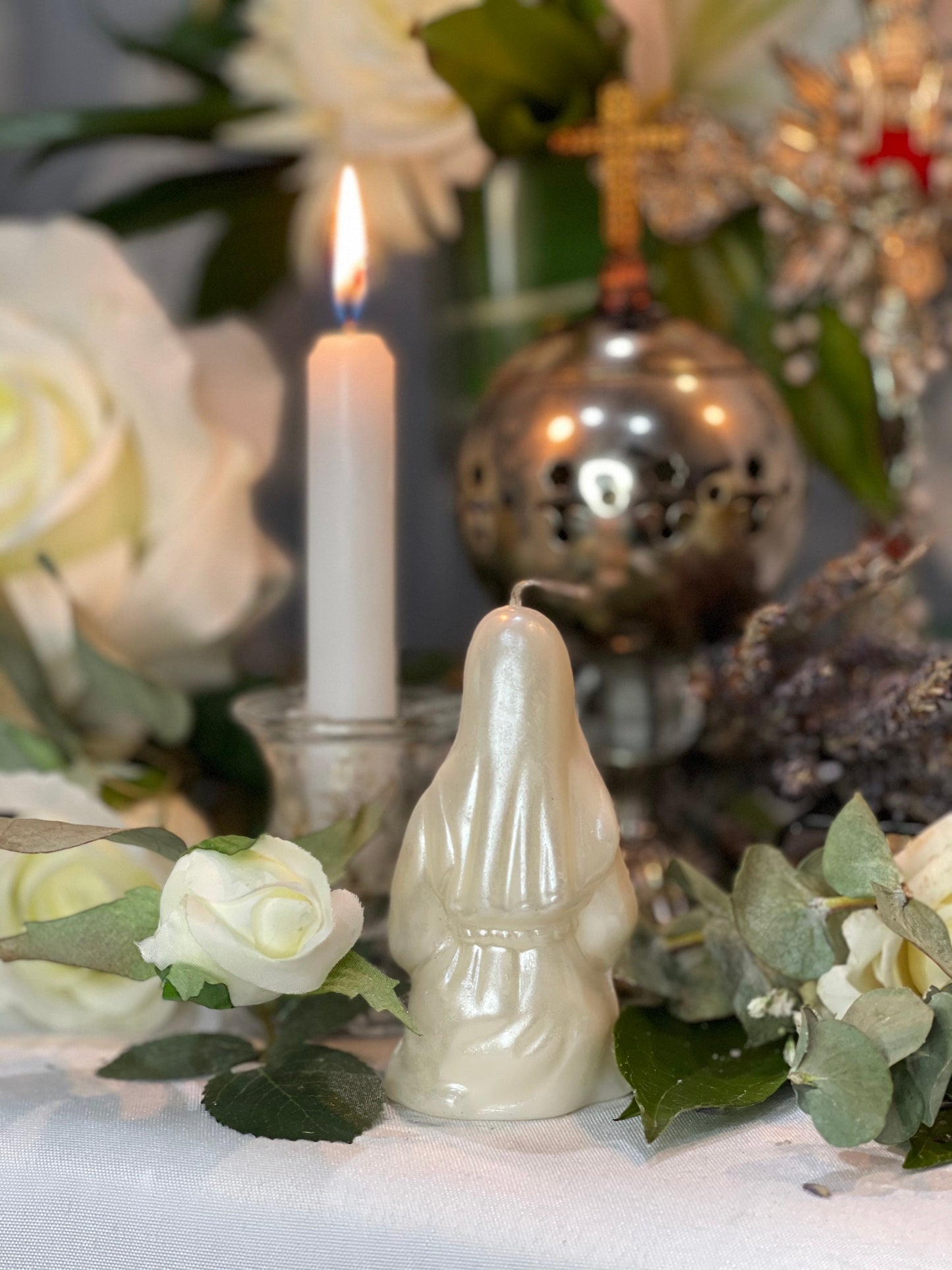 4” Praying Mary Candle + Blessings + Spirituality