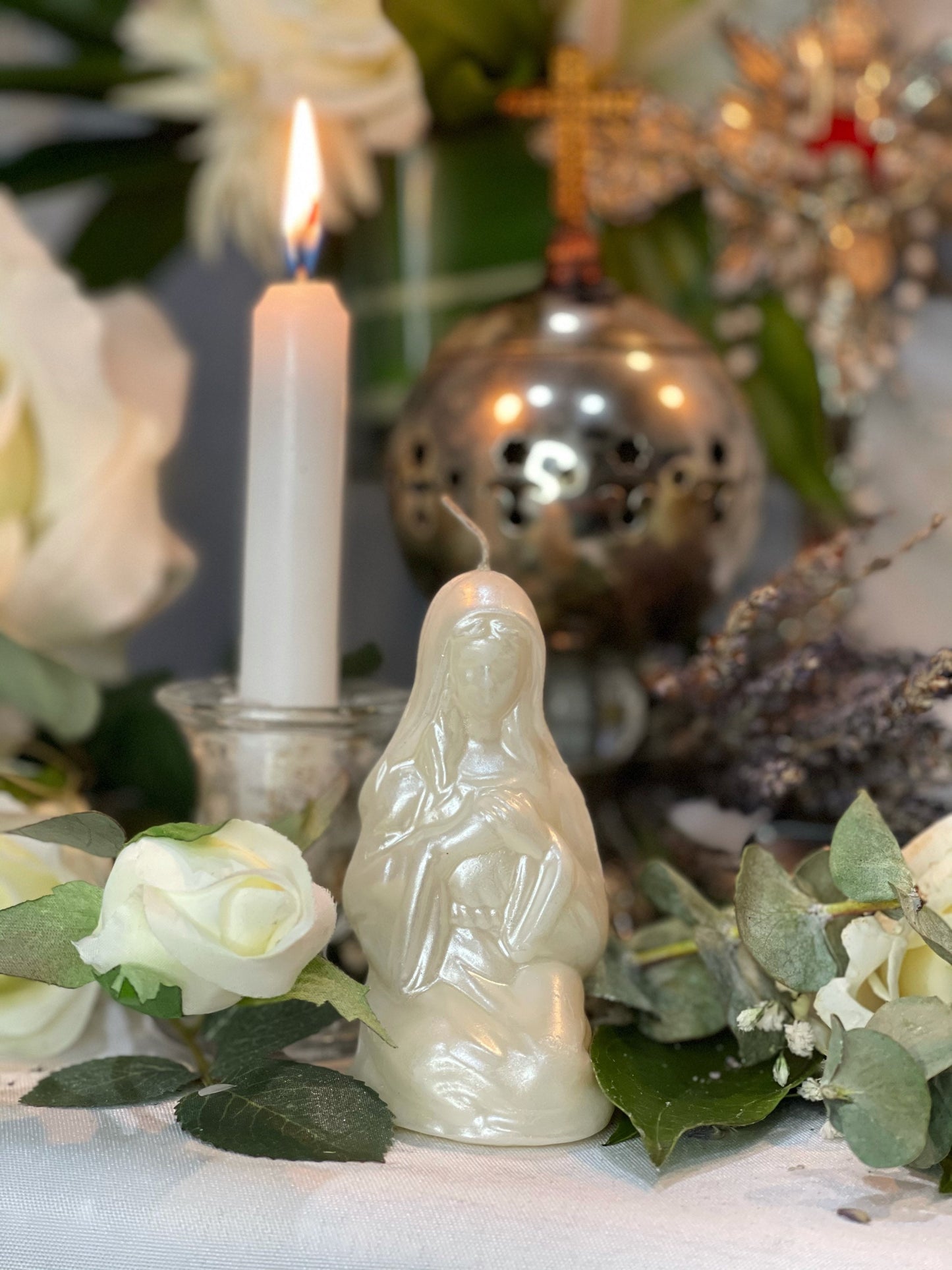 4” Praying Mary Candle + Blessings + Spirituality