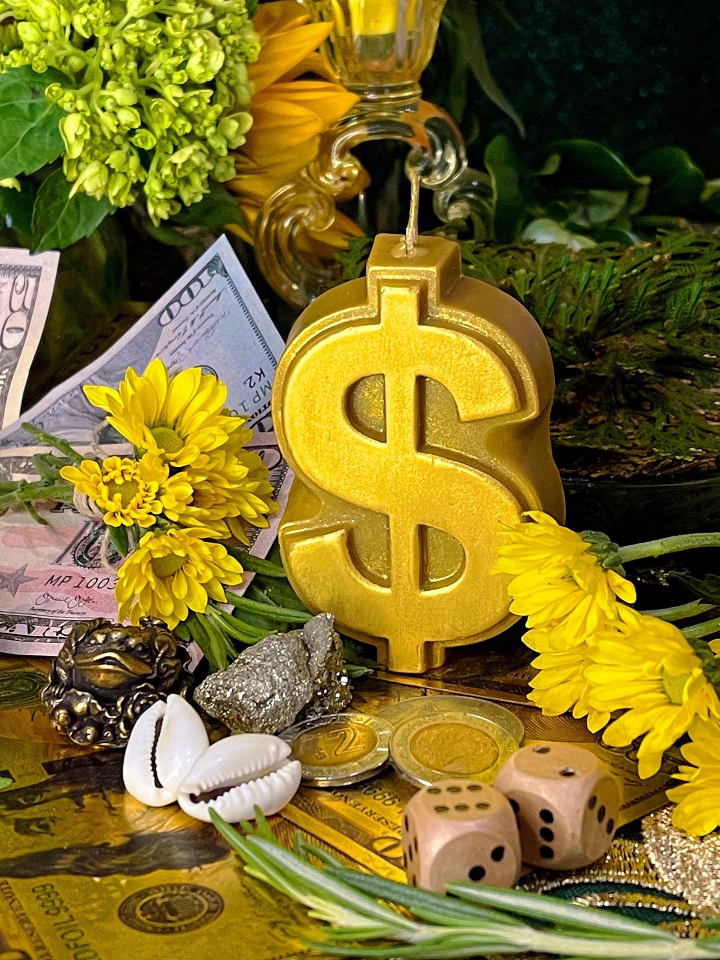 Dollar Sign Candle + Money Drawing + 4”