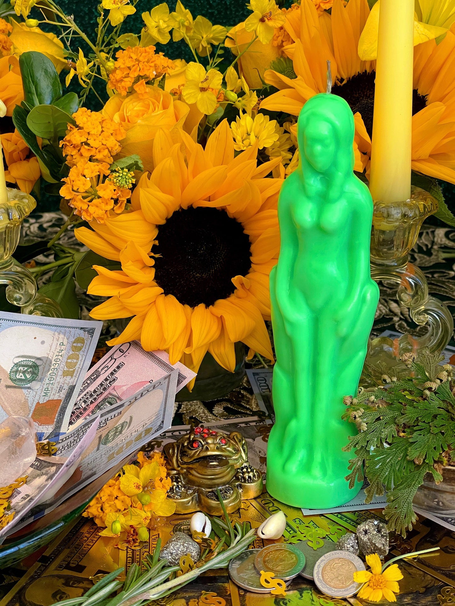 Neon Female Figure Candles + Glows under Blacklight