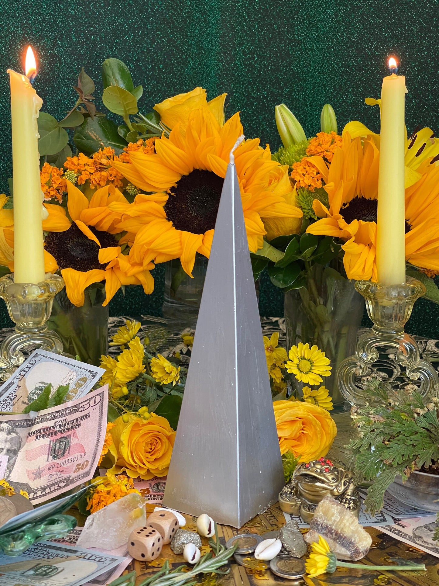 Metallic Pyramid Figure Candle