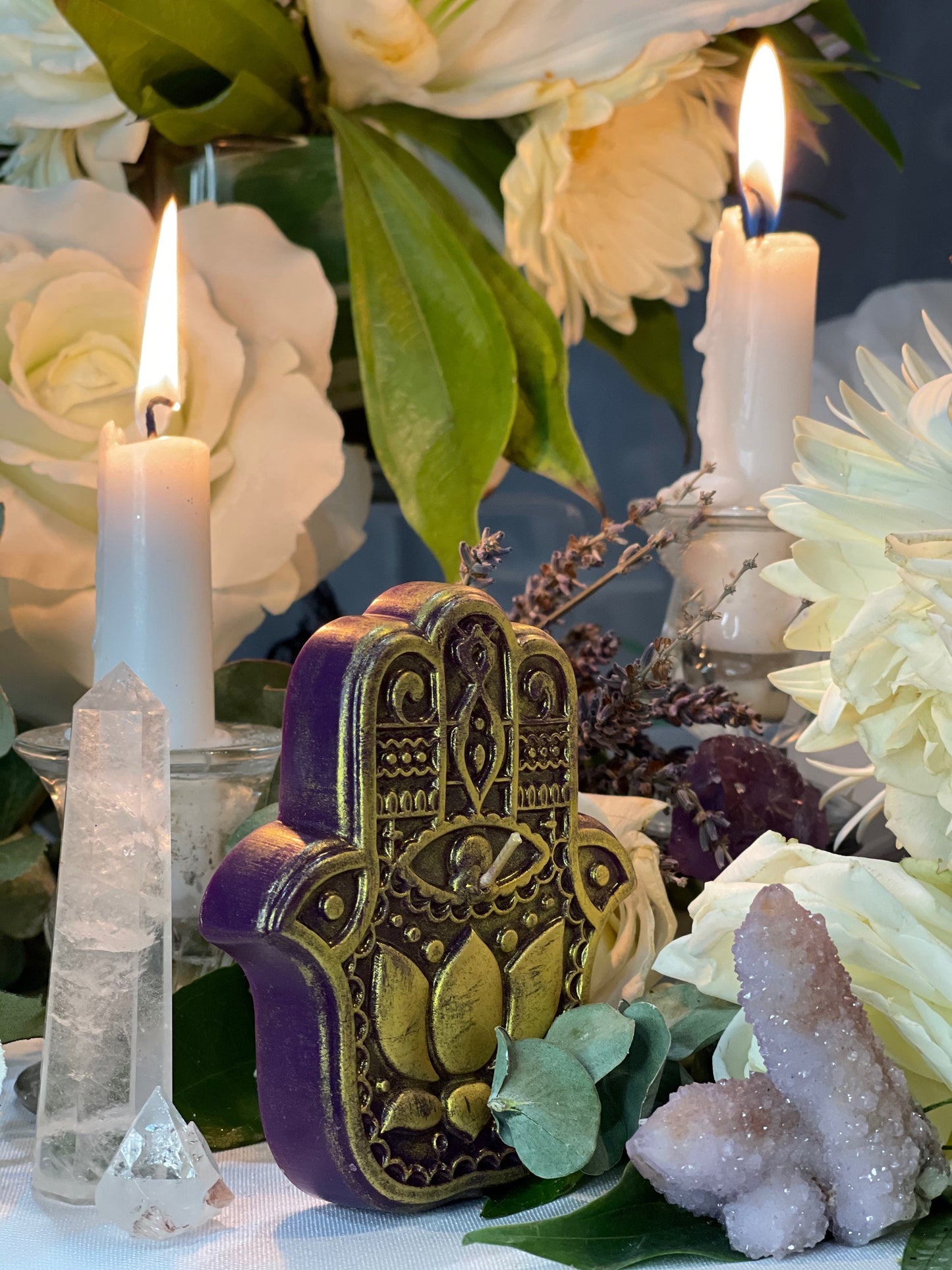 Hamsa Candle + Protection Against Evil Eye