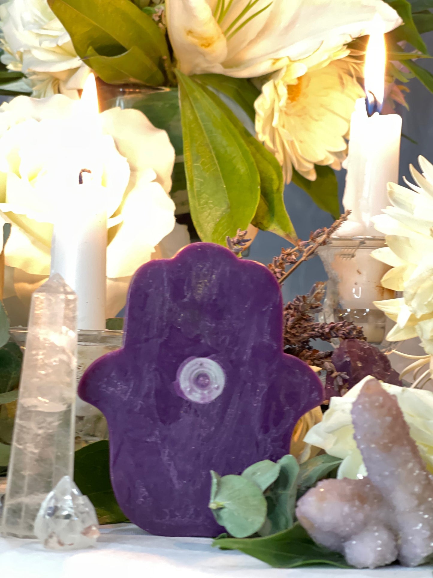 Hamsa Candle + Protection Against Evil Eye