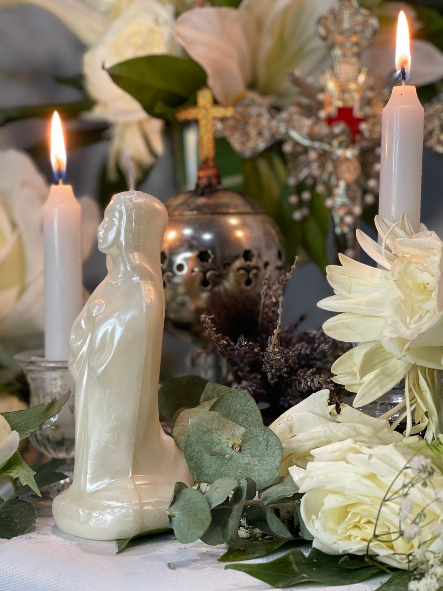 6” Praying Mary Candle + Blessings + Spirituality