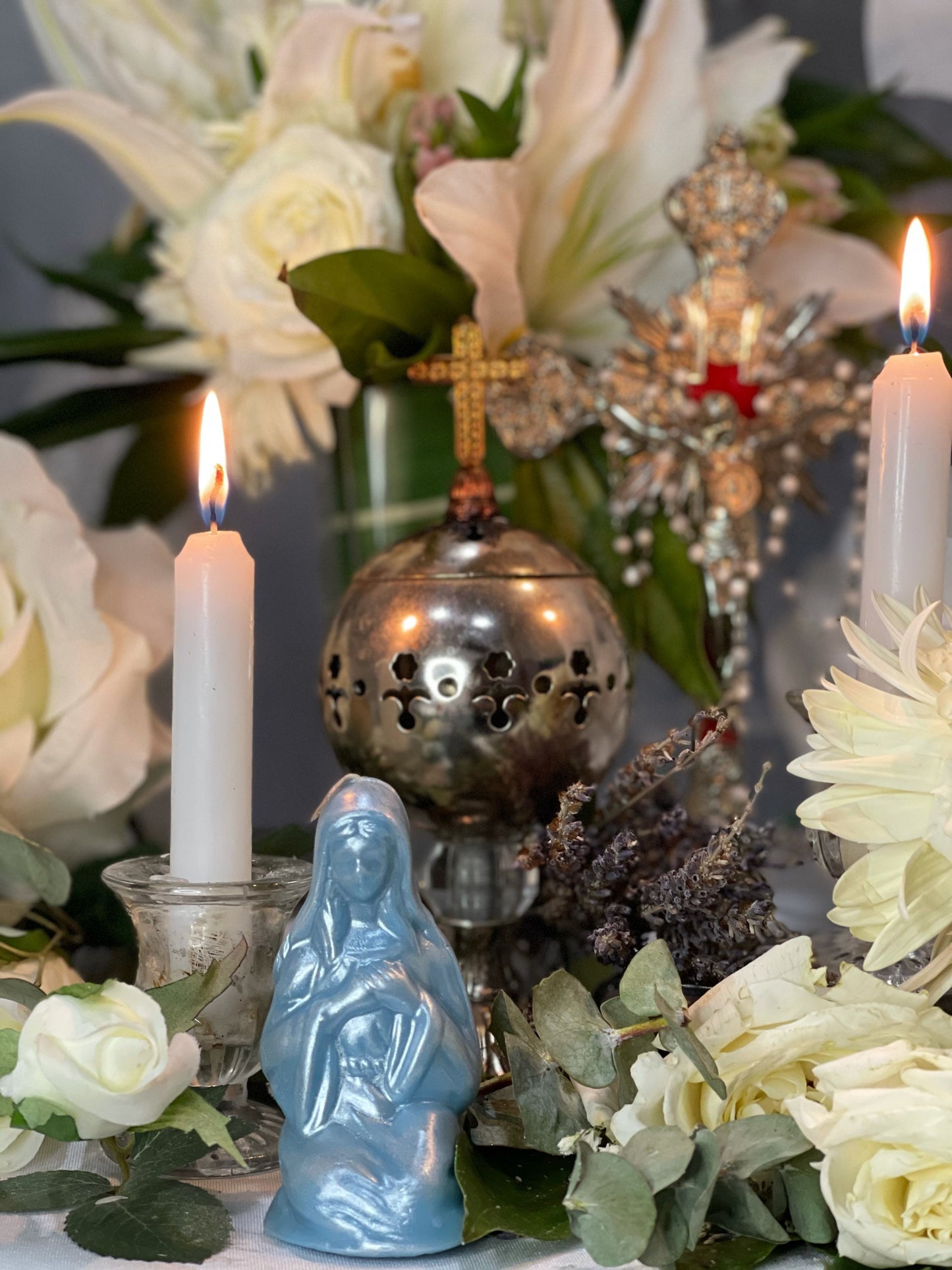 4” Praying Mary Candle + Blessings + Spirituality
