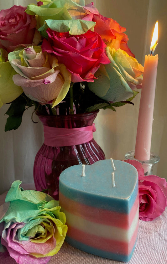 Transgender Pride Heart Candle