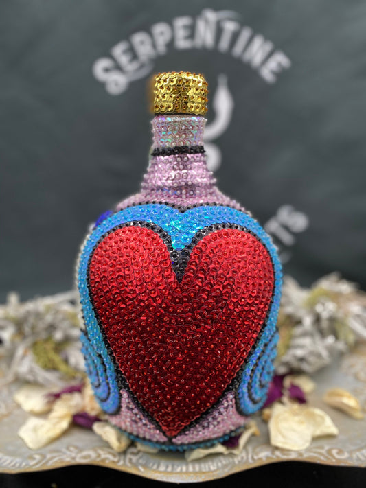 Ezili Freda + Erzulie Freda + Sequined Boutey / Bottle + Made in Haiti + Haitian Spiritual Art + One of a Kind