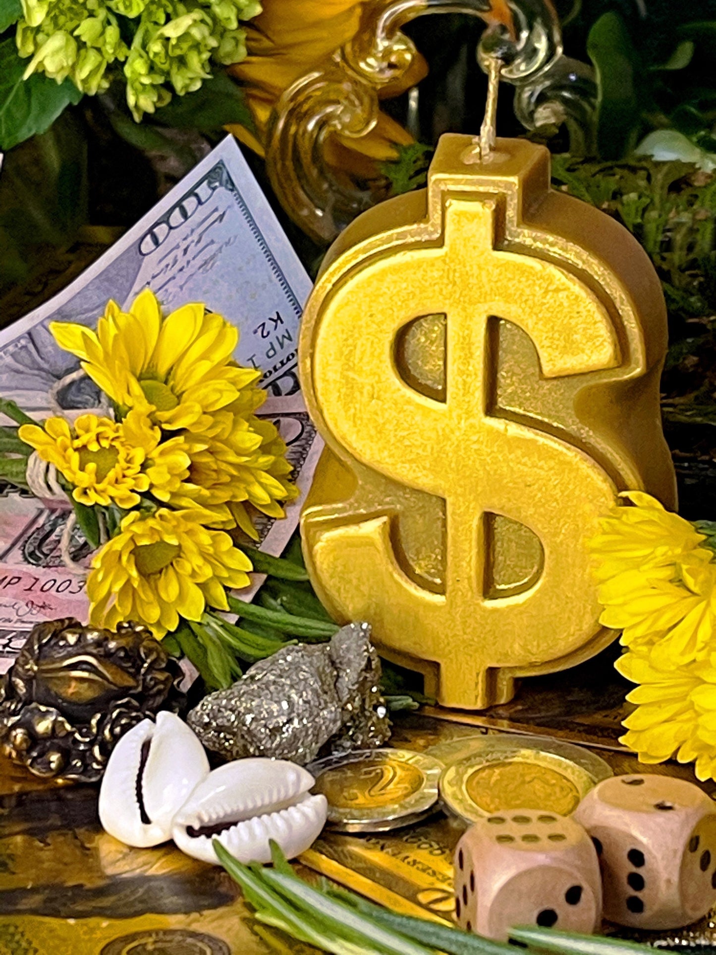 Dollar Sign Candle + Money Drawing + 4”
