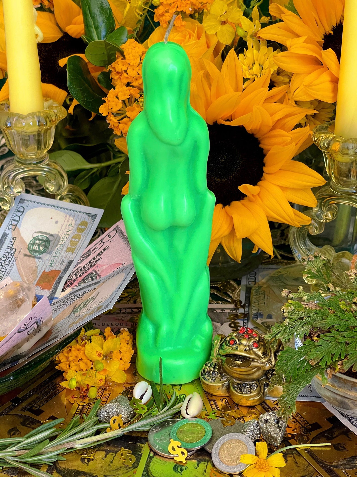 Neon Female Figure Candles + Glows under Blacklight