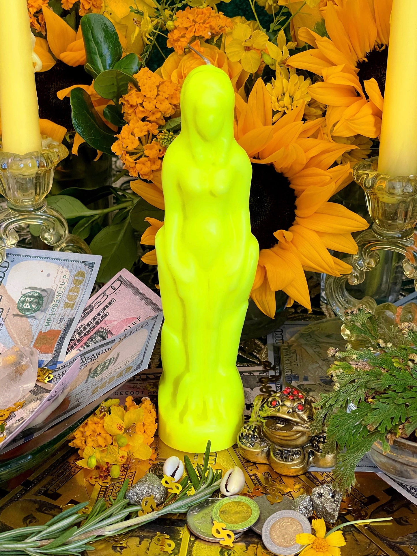 Neon Female Figure Candles + Glows under Blacklight