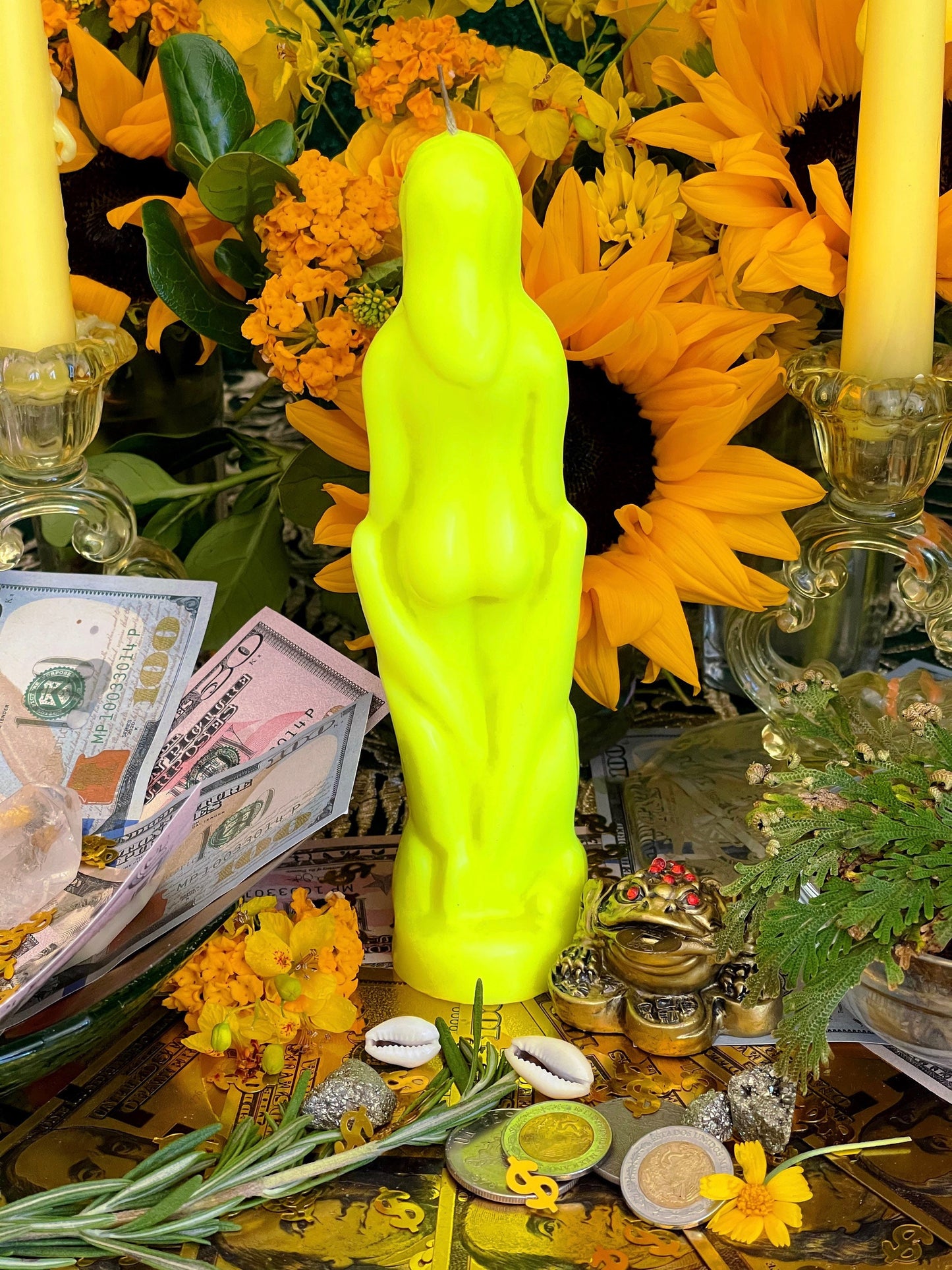 Neon Female Figure Candles + Glows under Blacklight