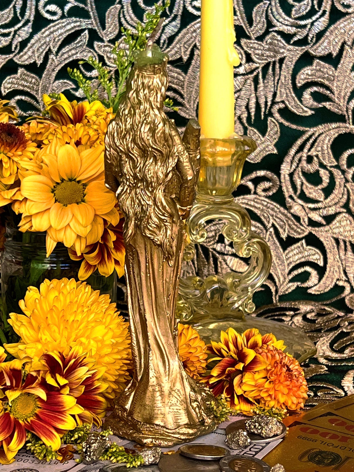 La Fortuna Fixed Candle + Tyche + Abundantia + Luck + Money Drawing + 24K Gold Leaf + Roman & Greek Goddess