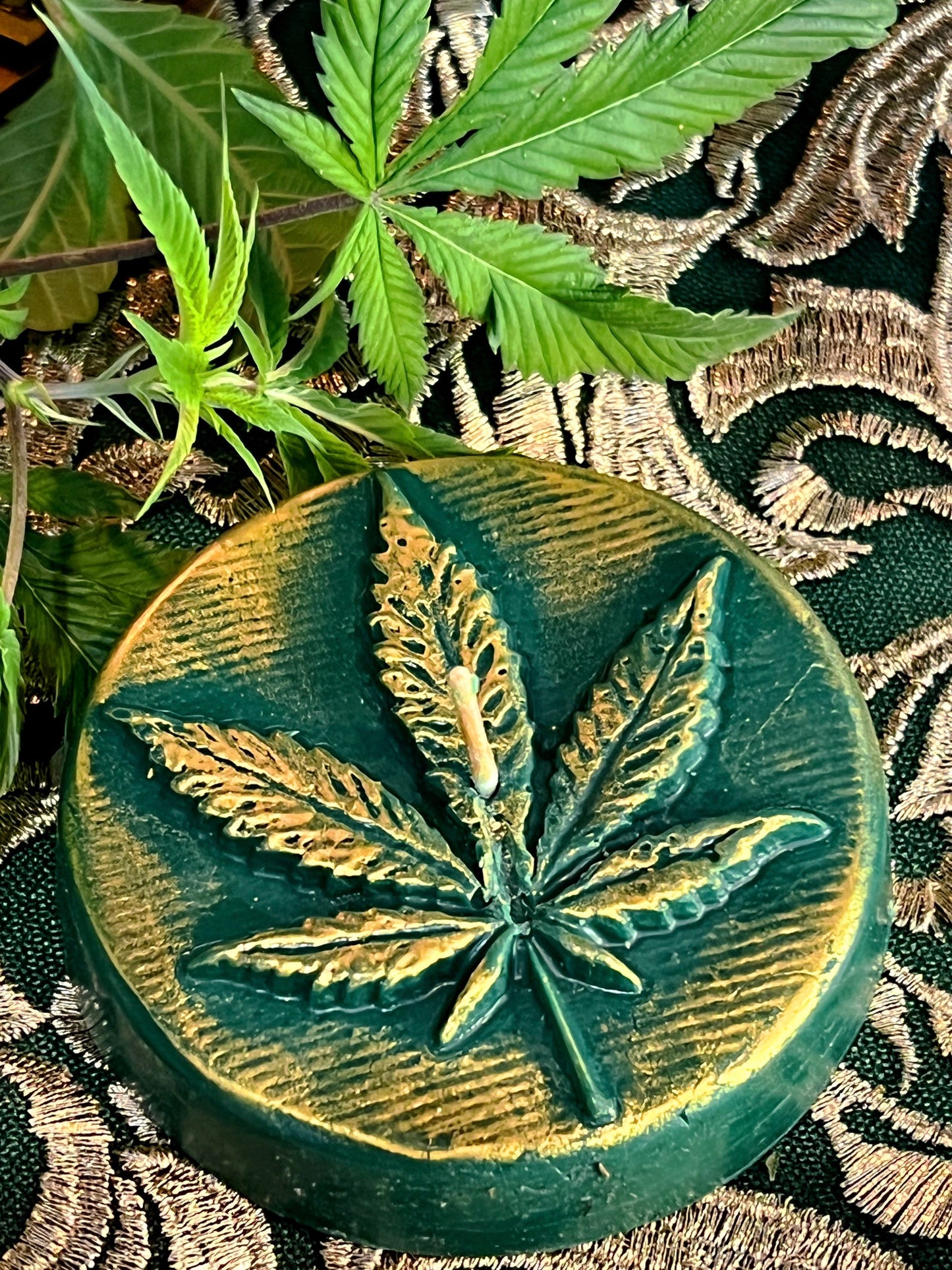 Marijuana Leaf Candle + Santa Muerte Offering