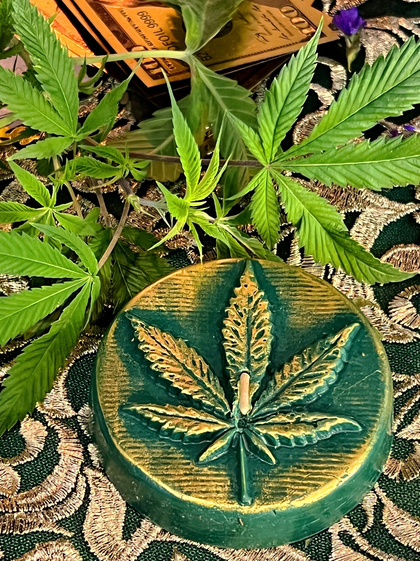 Marijuana Leaf Candle + Santa Muerte Offering
