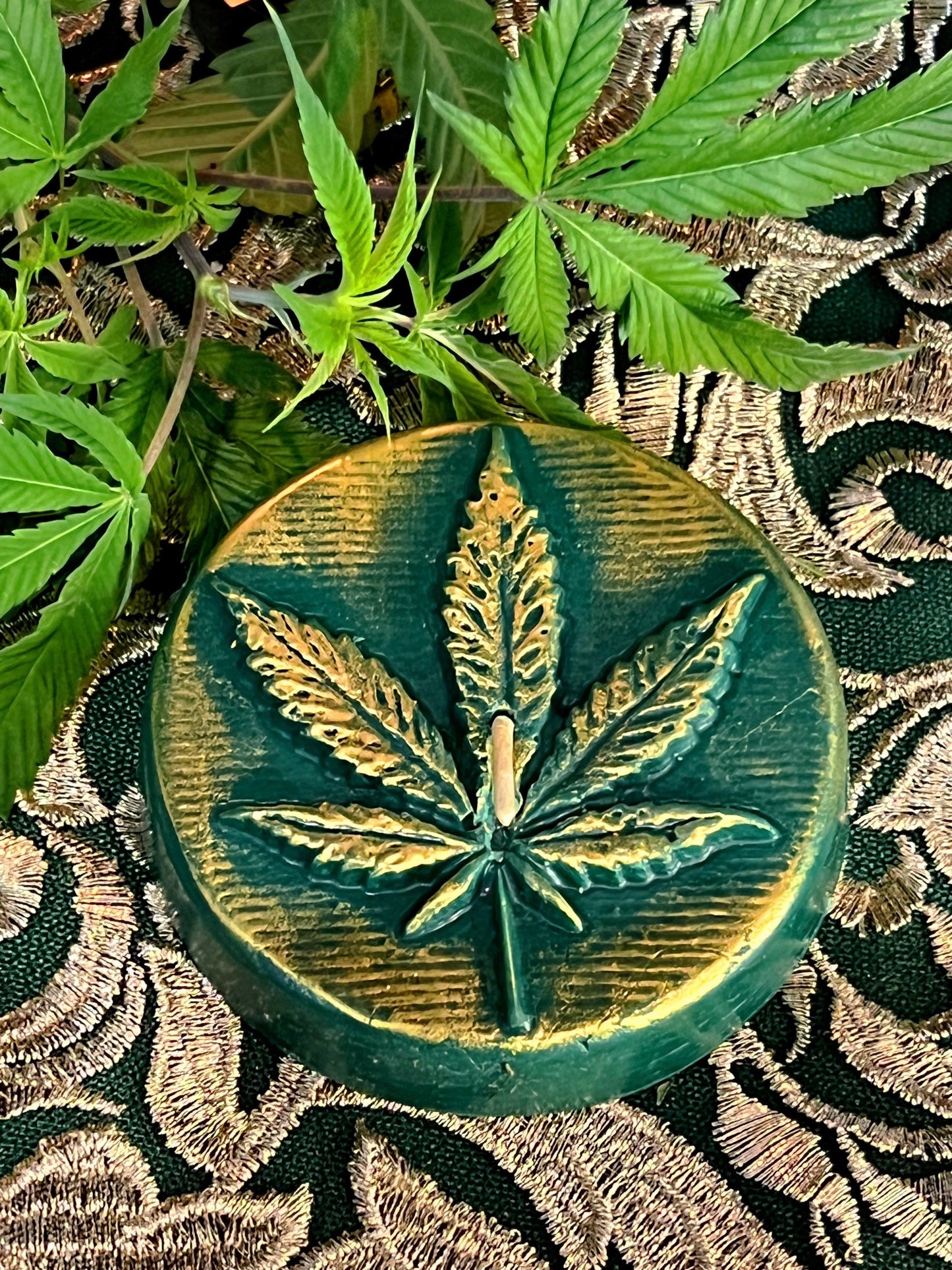 Marijuana Leaf Candle + Santa Muerte Offering