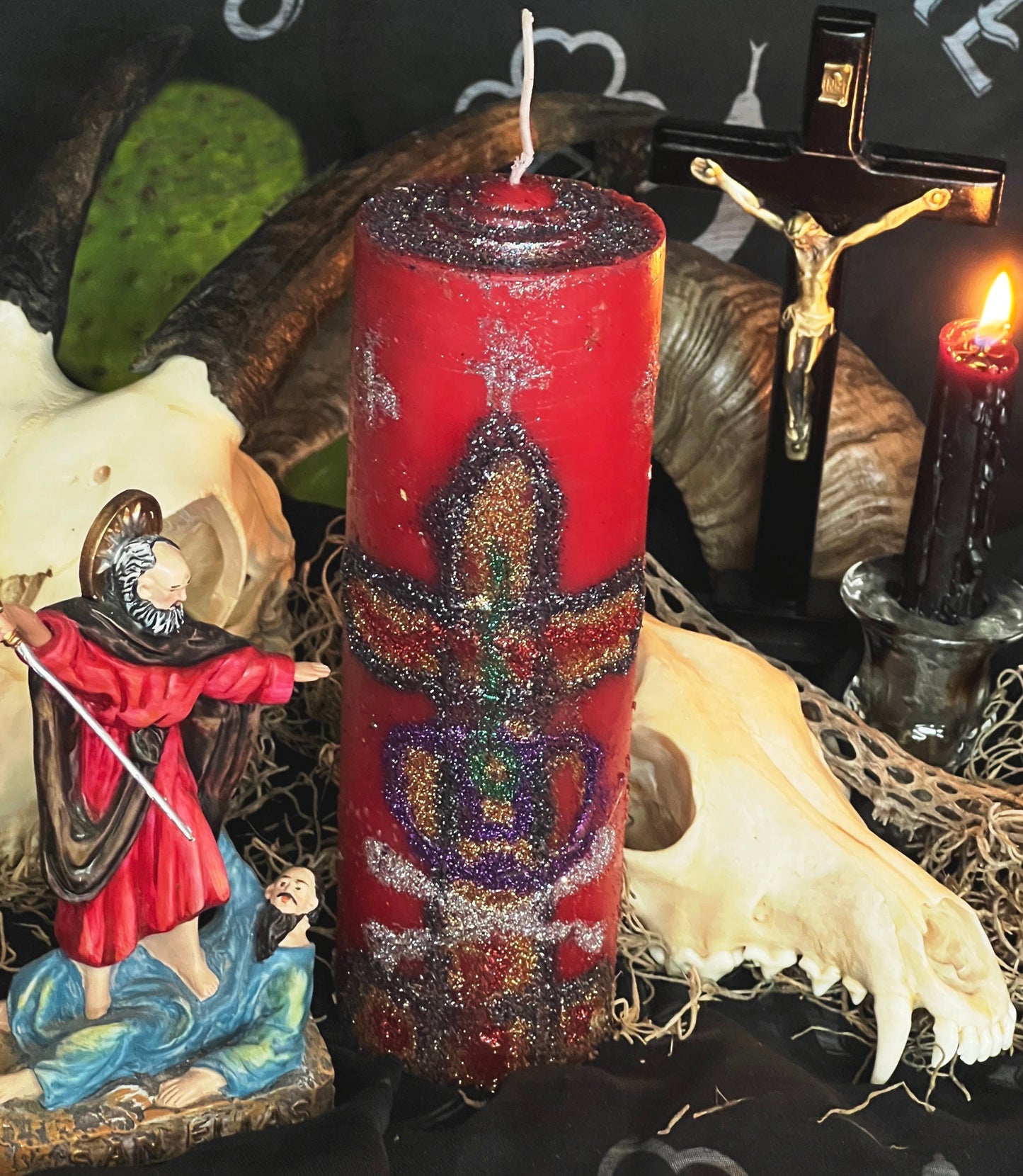 Baron Del Cementerio Hand Carved Candle + Reversing + Baron of the Cemetery + San Elias + Saint Elijah + Revocacion