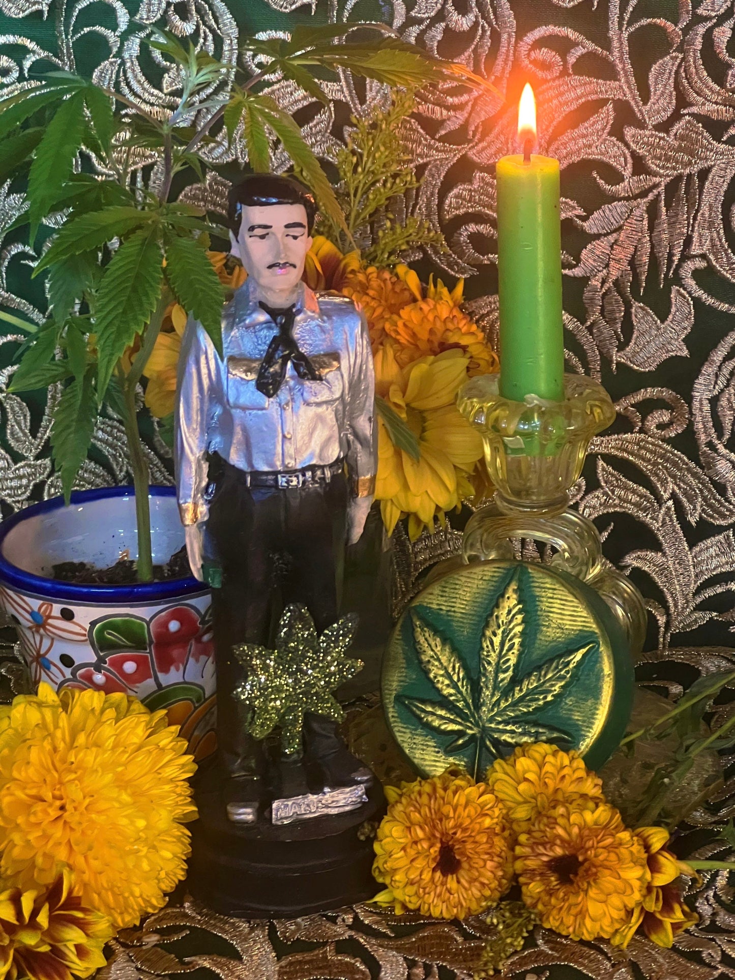 Jesus Malverde Herbs + Candle Dressing + Money + Protection + Healing + Blessing