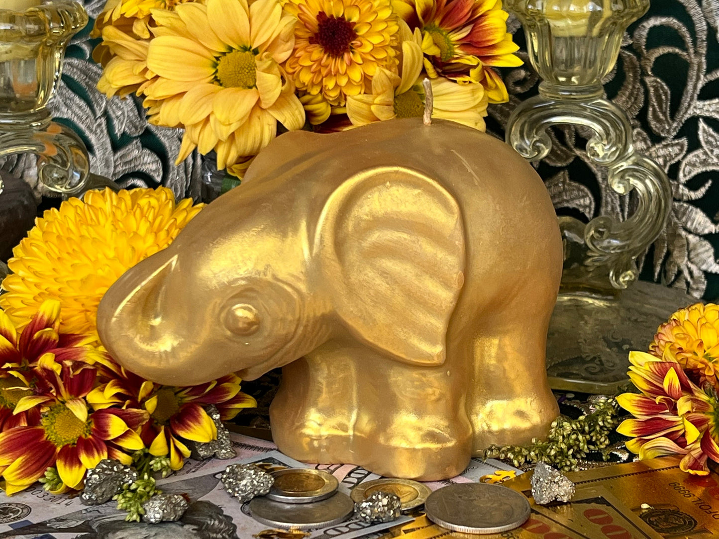 Elephant Candle + Lucky + 24K Gold Leaf + Make Money Moves