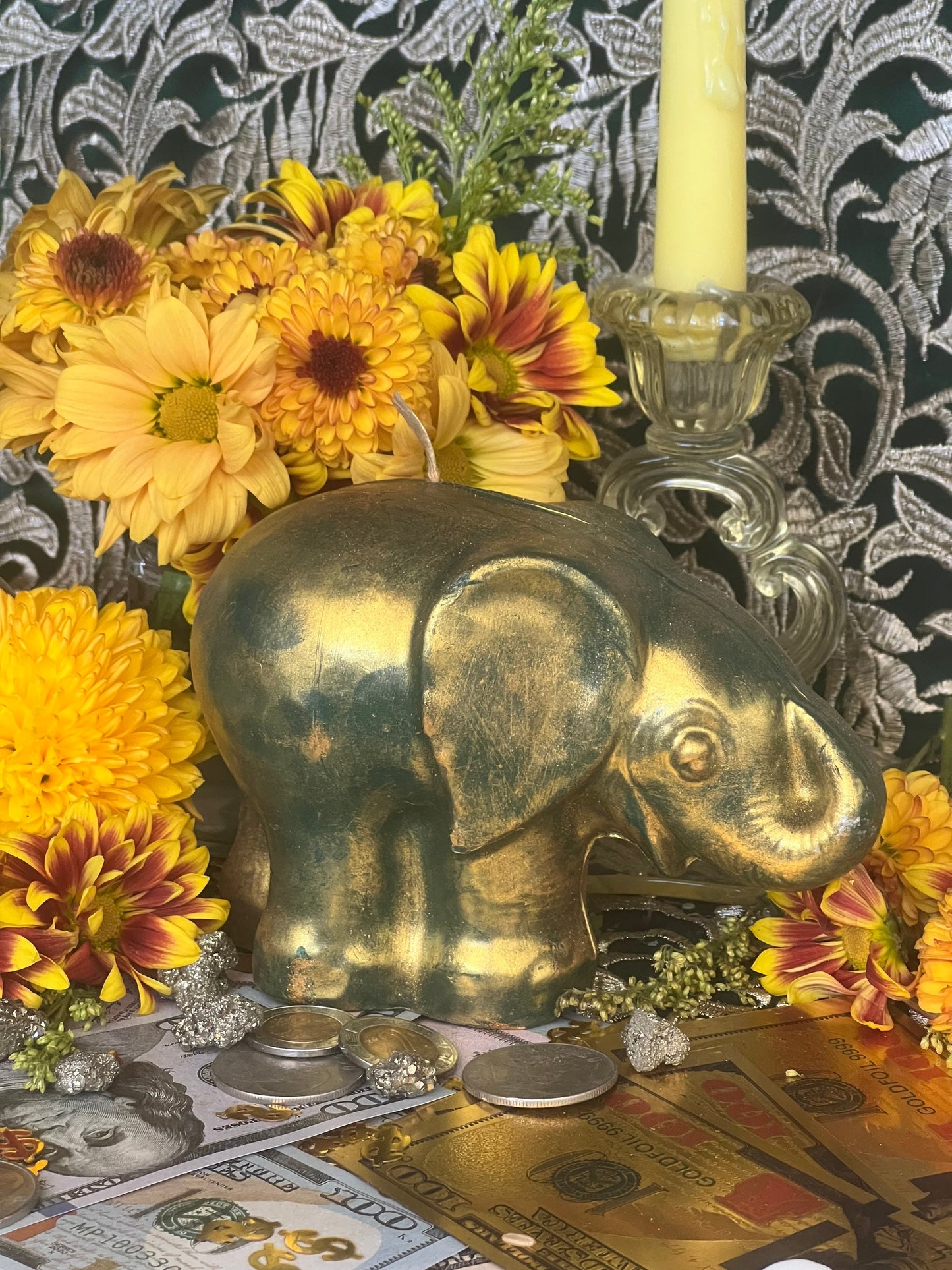 Elephant Candle + Lucky + 24K Gold Leaf + Make Money Moves