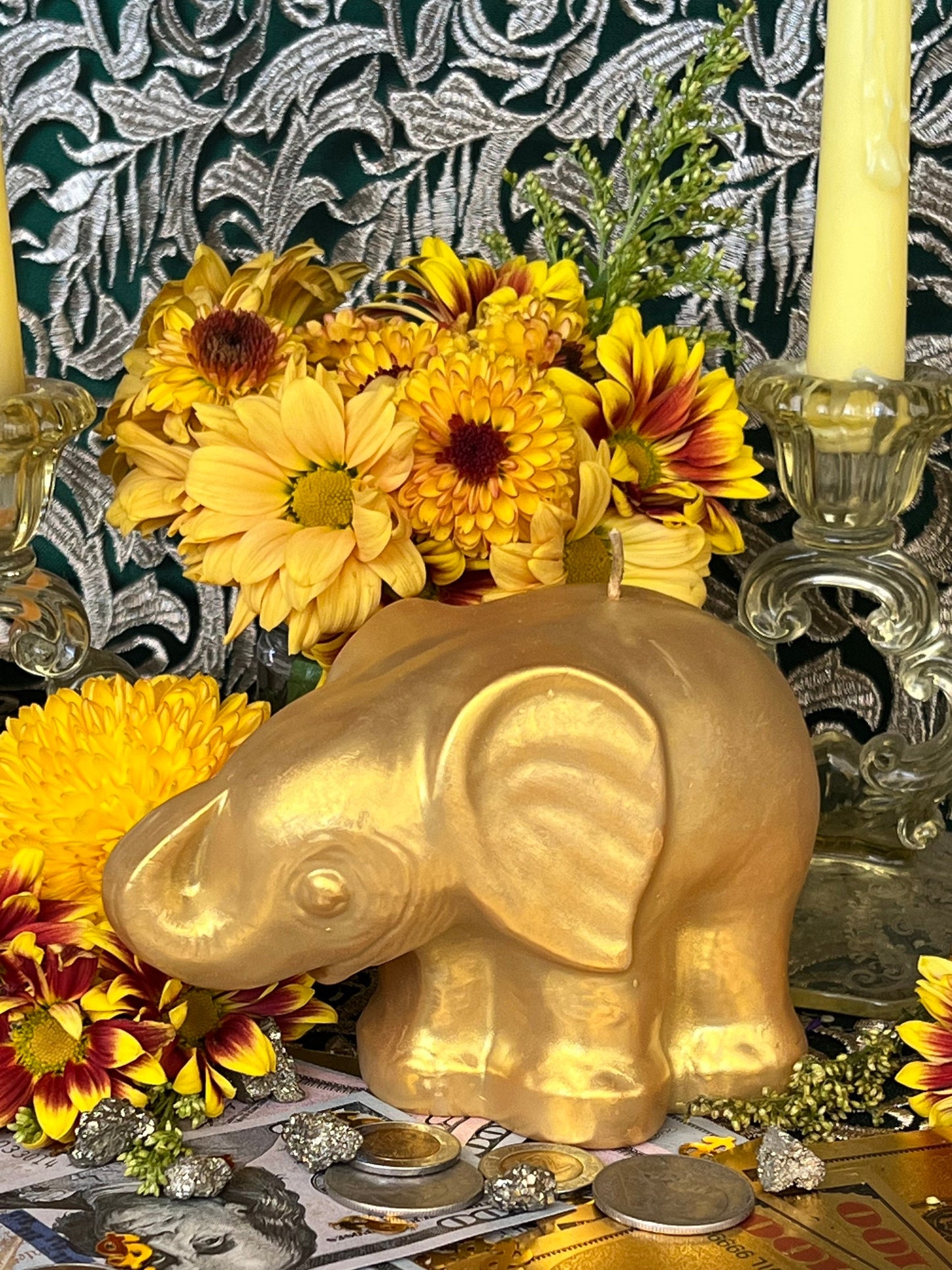 Elephant Candle + Lucky + 24K Gold Leaf + Make Money Moves