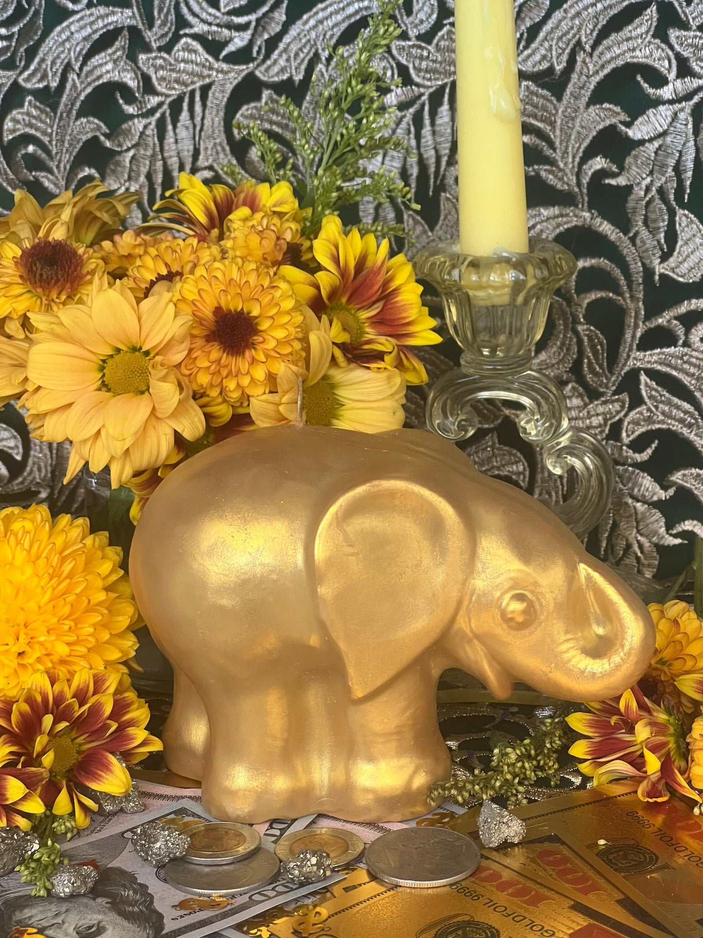 Elephant Candle + Lucky + 24K Gold Leaf + Make Money Moves