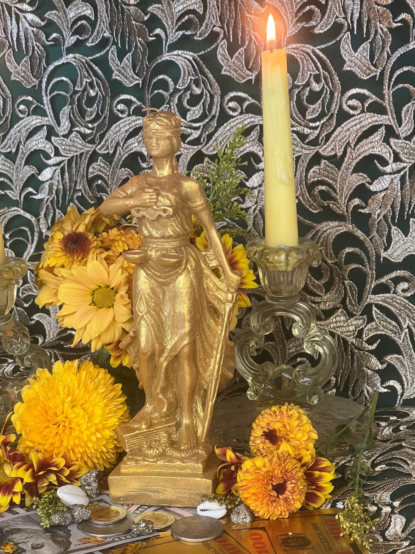 Lady Justice Candle + 24K Gold Leaf