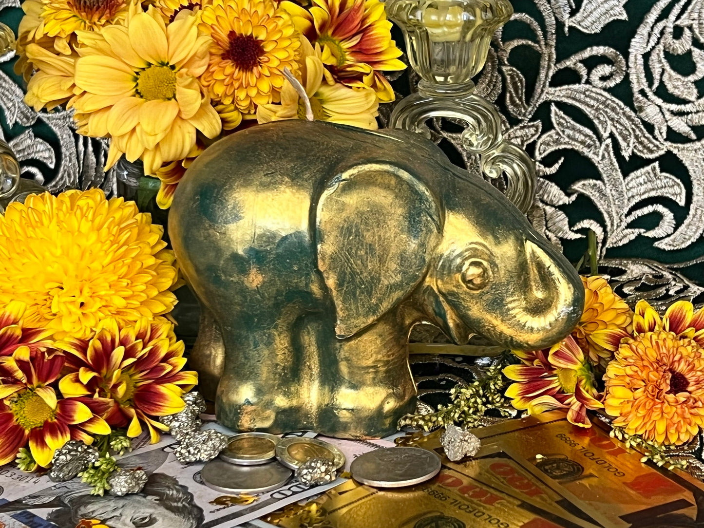 Elephant Candle + Lucky + 24K Gold Leaf + Make Money Moves
