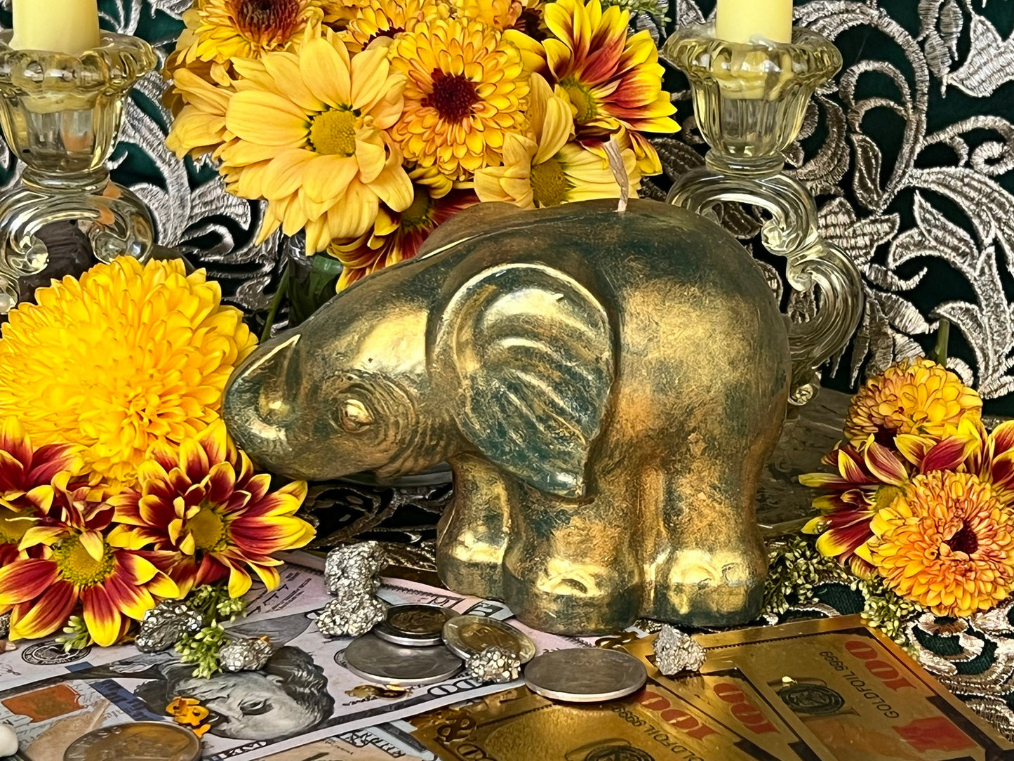 Elephant Candle + Lucky + 24K Gold Leaf + Make Money Moves