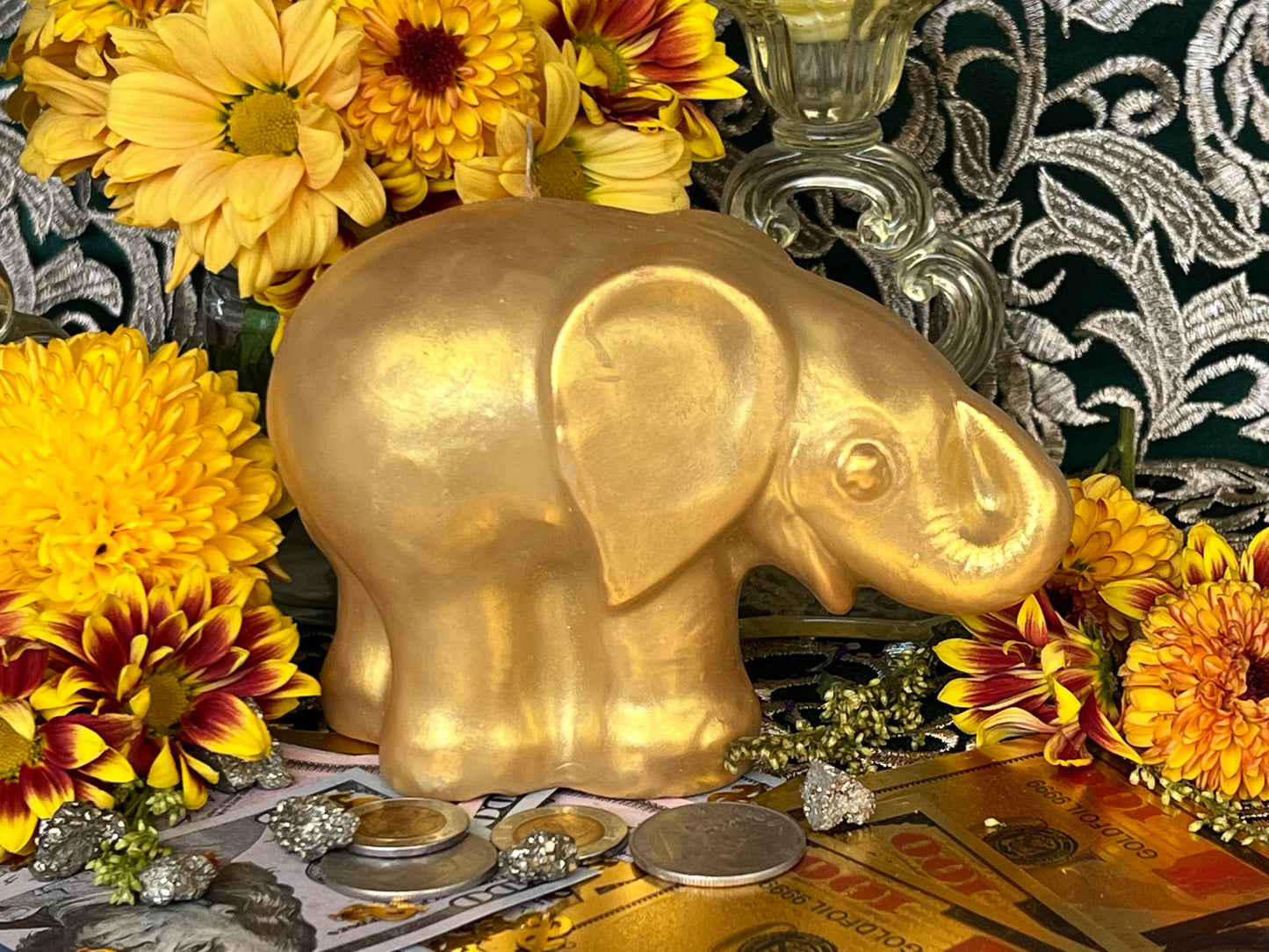 Elephant Candle + Lucky + 24K Gold Leaf + Make Money Moves