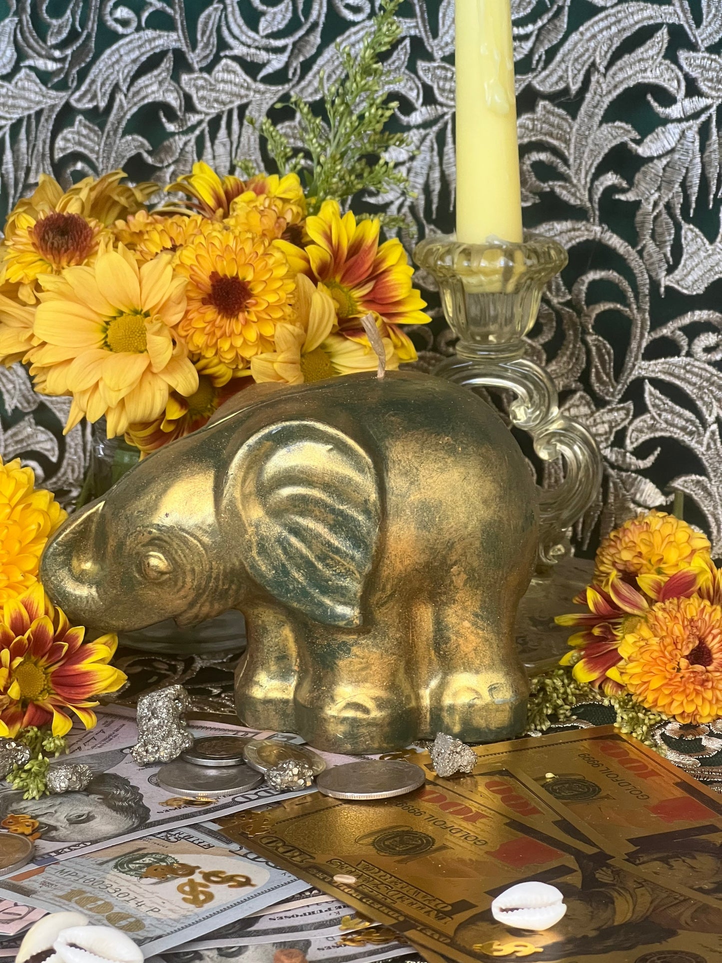 Elephant Candle + Lucky + 24K Gold Leaf + Make Money Moves