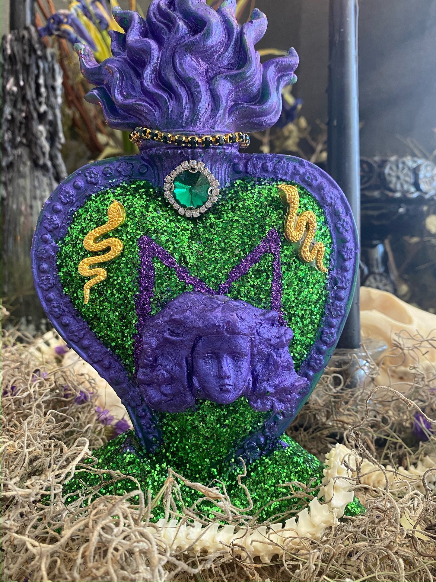 Filomena Lubana Flaming Heart Candle + Bring Man Back + Domination + Cleansed & Fixed + Santa Marta Dominadora + 24K Gold