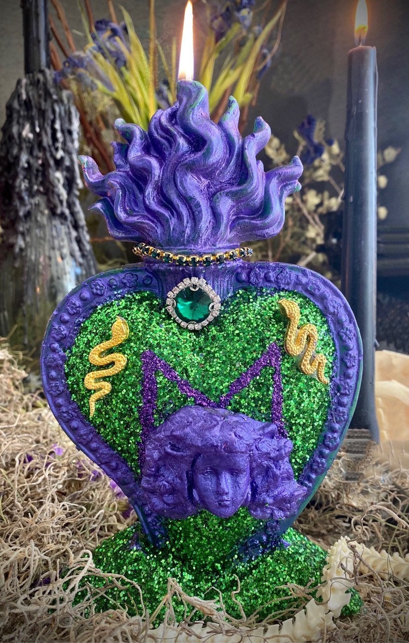 Filomena Lubana Flaming Heart Candle + Bring Man Back + Domination + Cleansed & Fixed + Santa Marta Dominadora + 24K Gold