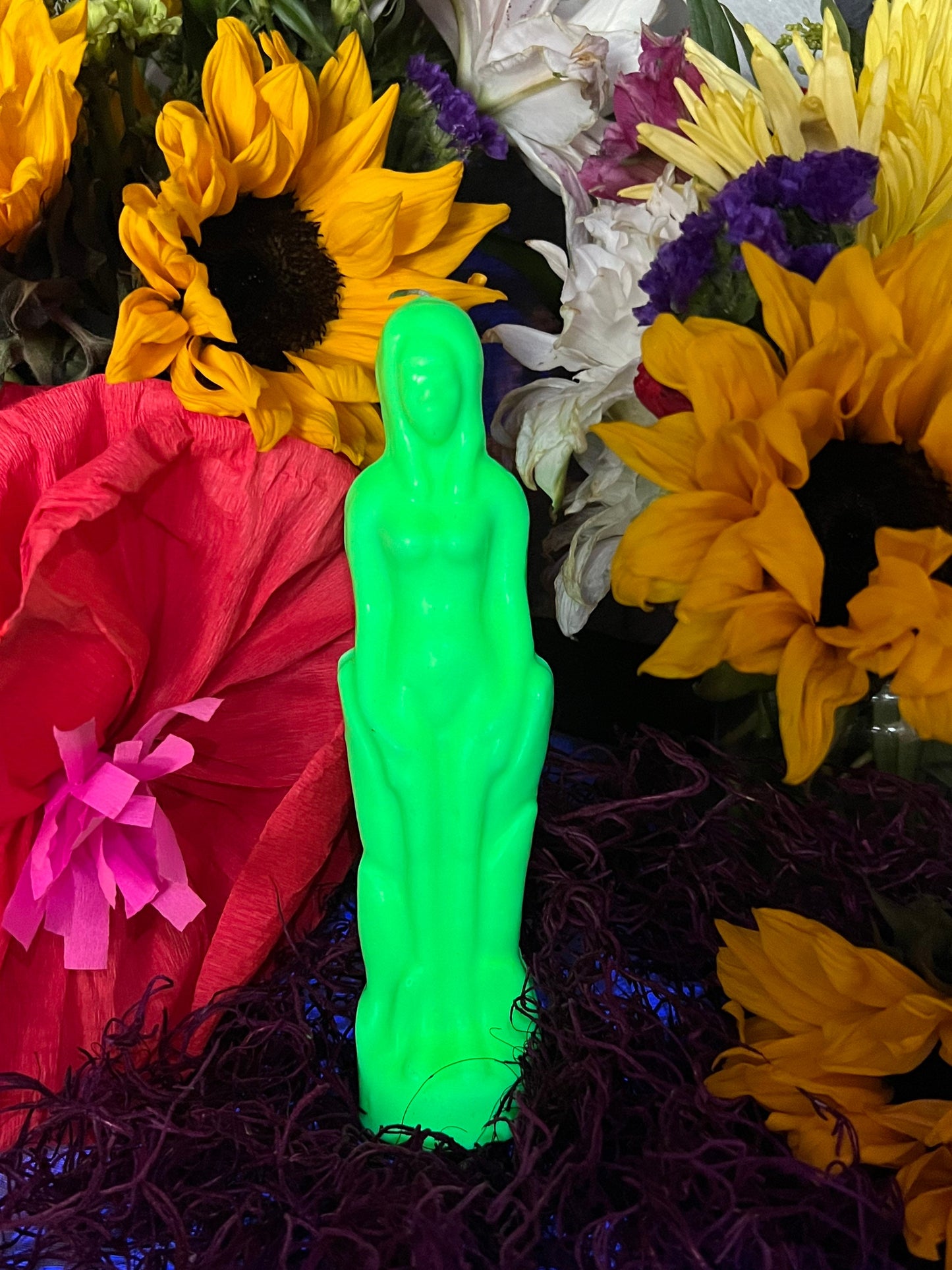 Neon Female Figure Candles + Glows under Blacklight
