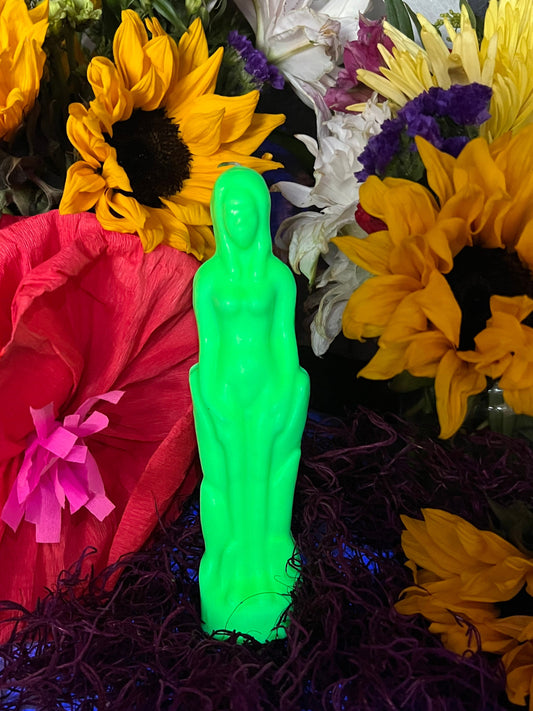 Neon Female Figure Candles + Glows under Blacklight