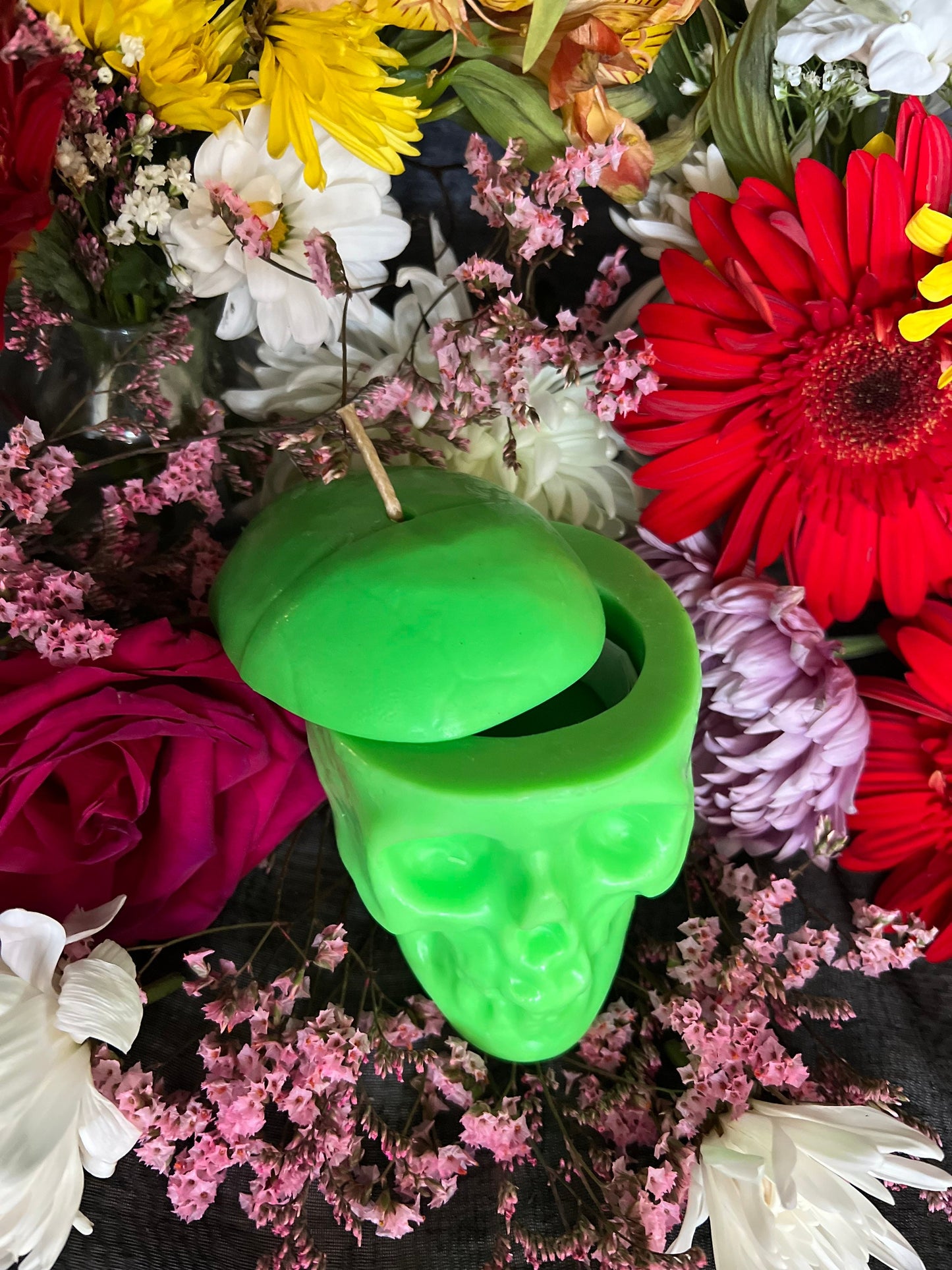 Neon Loadable Skull Candle + Influence Thoughts + Hoodoo + Voodoo + Conjure + Glows under Blacklight
