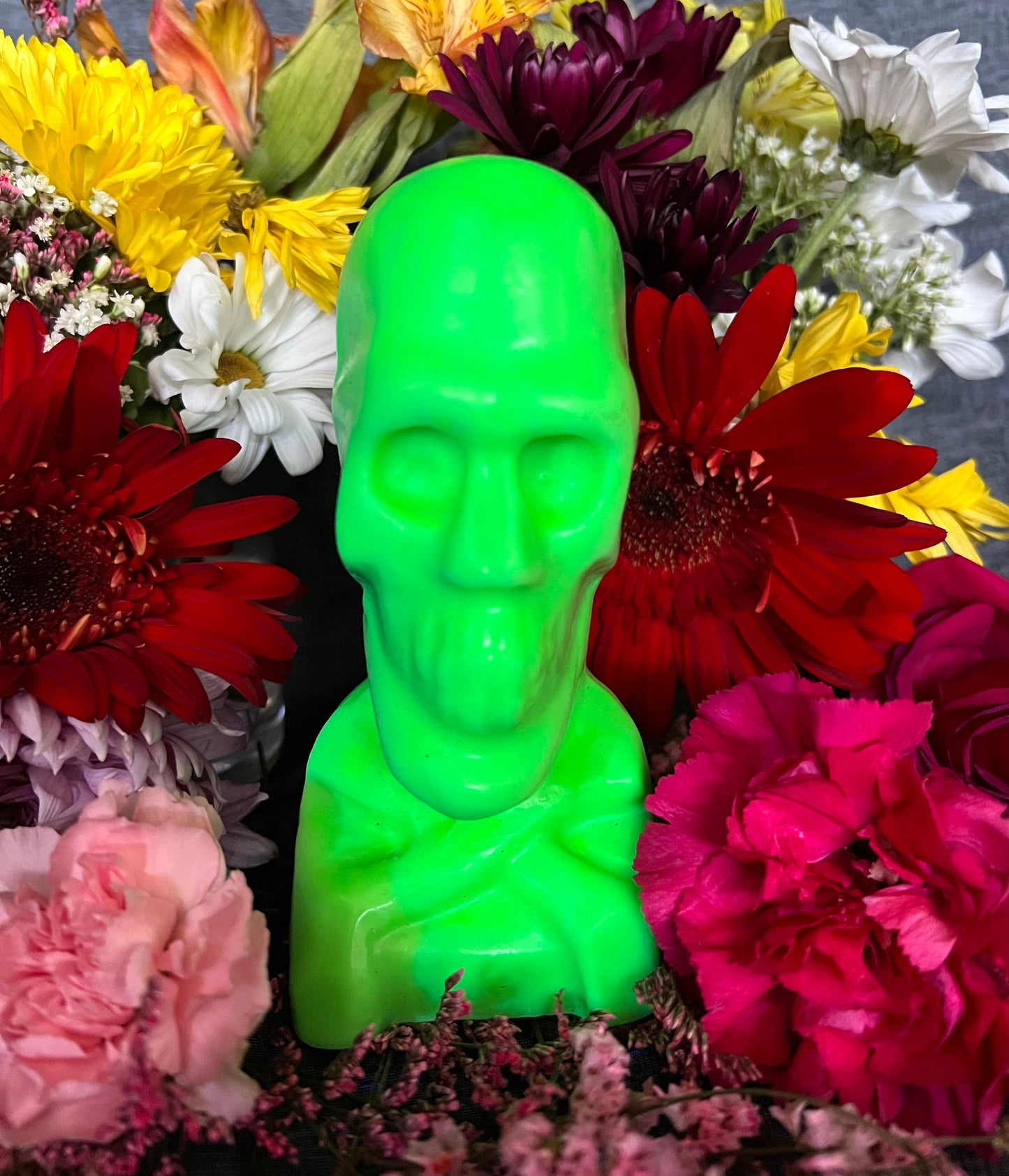 Neon Skull & Crossbones Candle + Glows under Blacklight