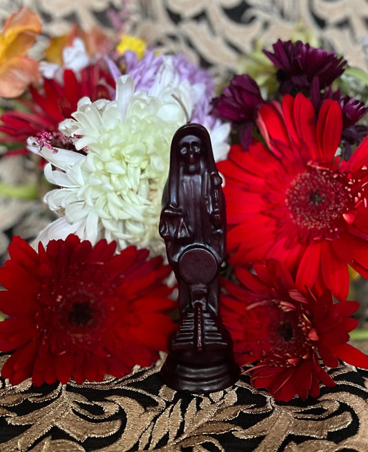 Santa Muerte Negra Reversing or Bleeding Figure Candle + Blessed + Reversing + Overcome Enemies