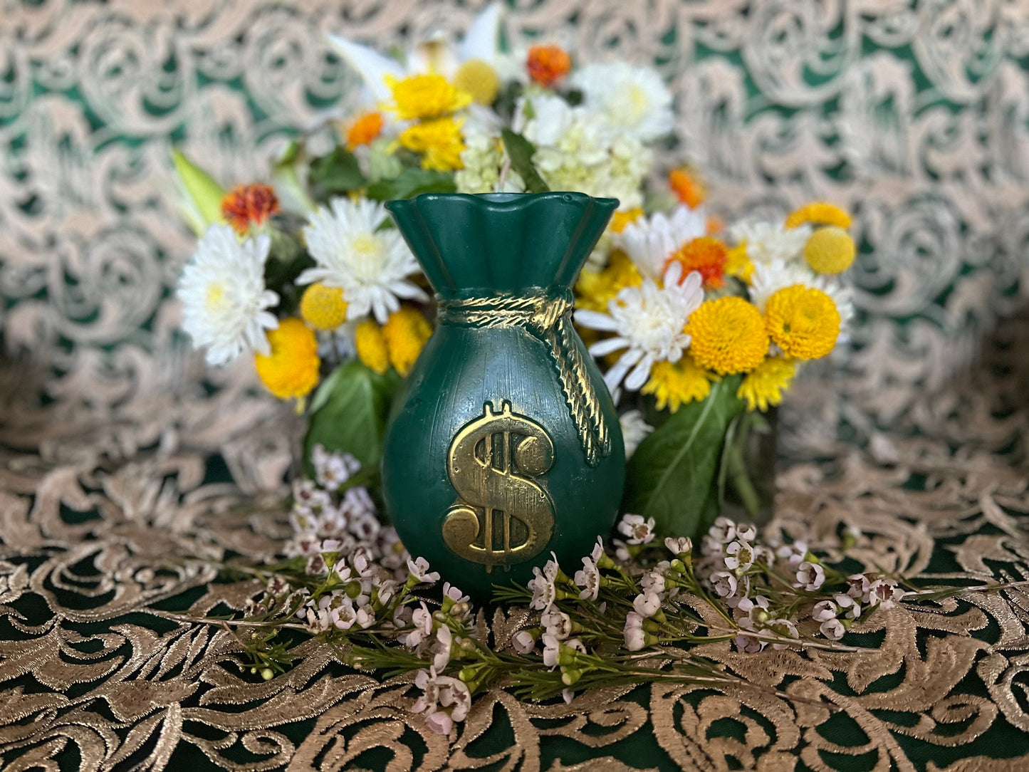 Money Bag Standing Candle + Prosperity + Wealth